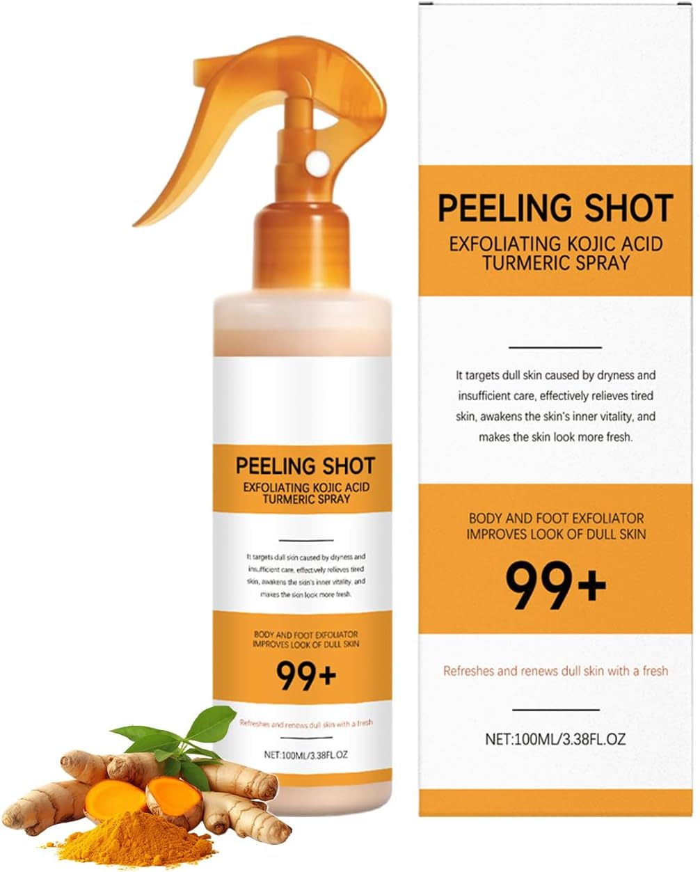 Peel Shot Keratin Care Kojic Acid Turmeric Spray, Exfoliating Brightening, Moisturizes and Smoothes Skin, Gentle Body Care for Smooth, Niacinamide for Face & Body - All Skin Types (3PCS)
