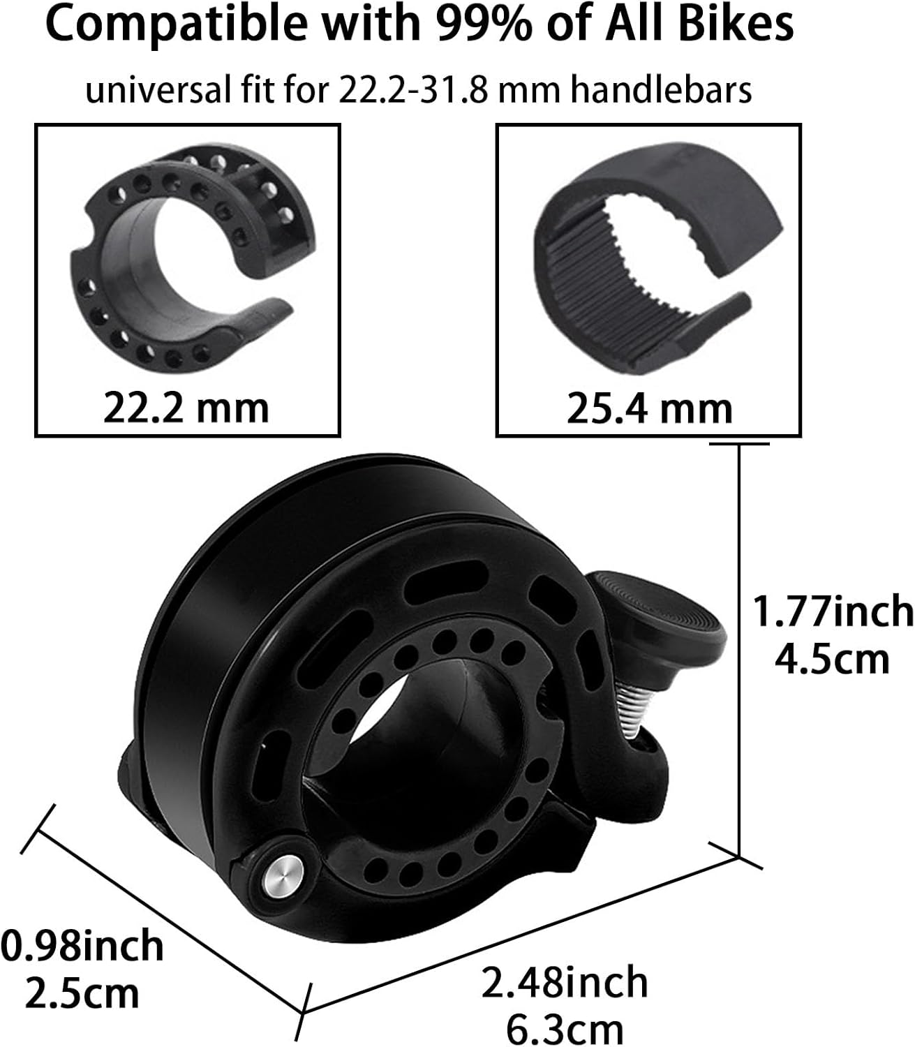 Bike Bell, Aluminum Alloy Bicycle Bells for Adults Max 110 DB Fit 22.2-31.8 Mm Handlebar, Waterproof Rustproof Cycle Bells Bike Horn with Loud Crisp Clear Sound for Mountain Road Bikes Scooter image number 4