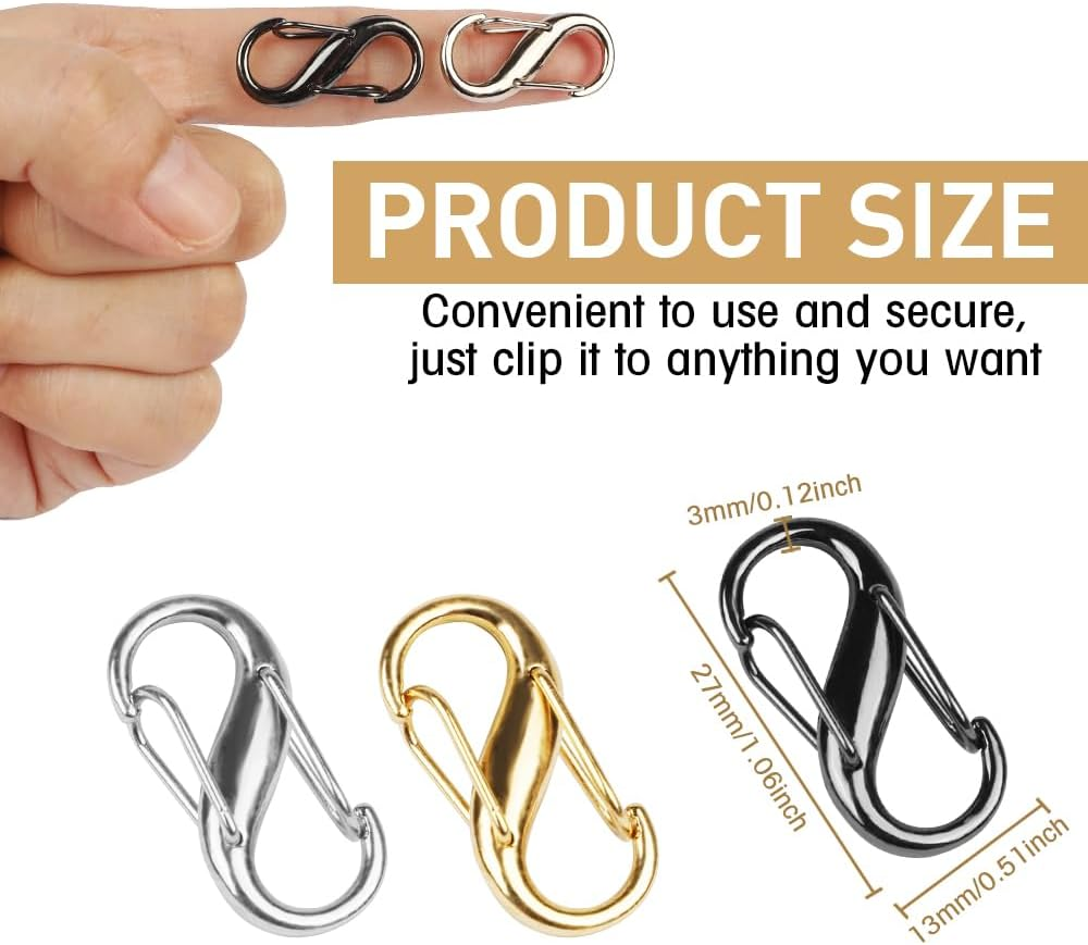 9 Pieces Zipper Lock Clips - 3 Colors Pull Replacement for Theft Deterrent, Dual Opening Backpack and Carabiner to Keep Closed image number 1