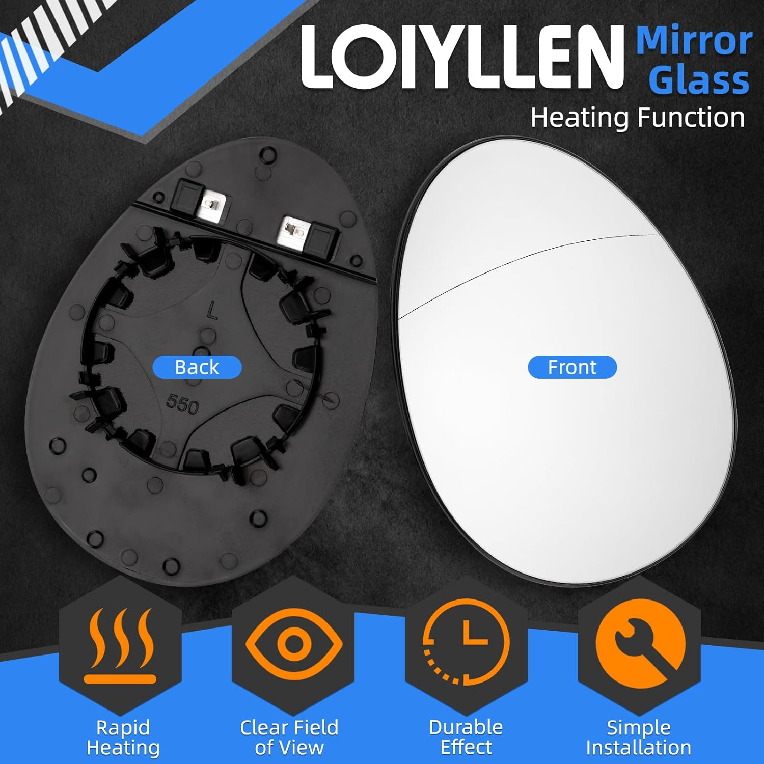 LOIYLLEN Left Side Mirror Replacement for Mini Cooper 2007 2008 2009 2010 2011 2012 2013 2014 2015 - Left Side Mirror Glass, Rear View Mirrors Glass with Power Heated image number 4