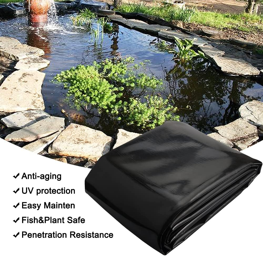 20 Mil Pond Liner, 7X10 Ft Pond HDPE Skins Small Fish Pond Liners Rubber Pond Tarp Easy Cutting Underlayment for Fountains, Waterfall & Water Gardens