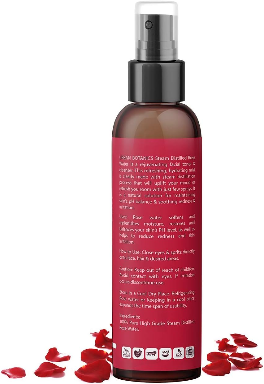 Urbanbotanics&reg; Pure & Natural Rose Water/Skin Toner - 200Ml - Steam Distilled - Gulab Jal - Organic - Chemical Free