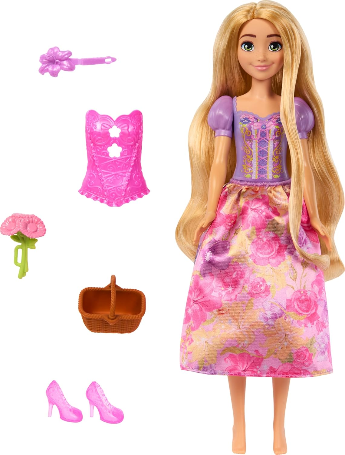 Mattel Disney Princess Rapunzel Fashion Doll Set, Spin & Reveal with 11 Surprises Including 5 Accessories, 5 Stickers & Play Scene, Inspired by Movie image number 5