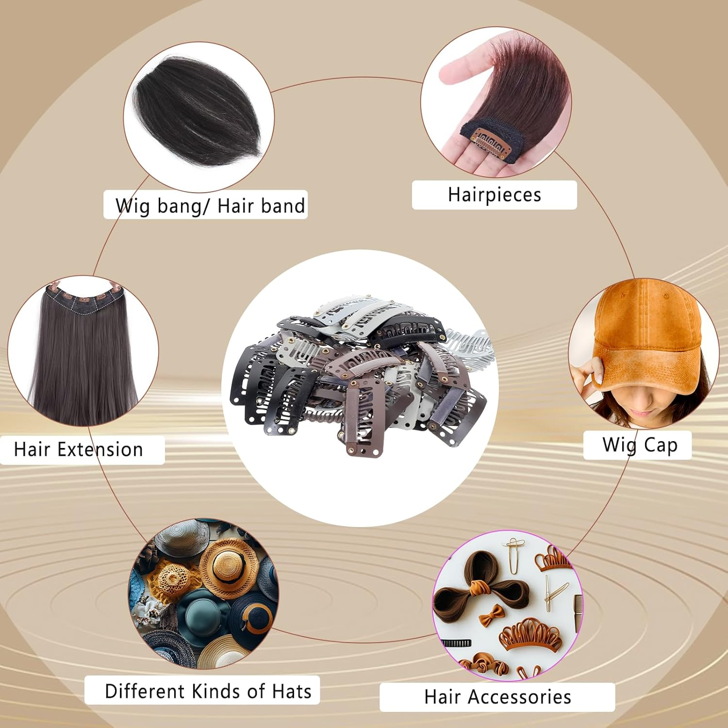 40 Pack Wig Clips 32 Mm Hair Extension Clips 6 Teeth Wig Clips to Secure Wig Small Wig Comb with Rubber Metal Snap Wig Accessories for Women Men, 4 Colors image number 1