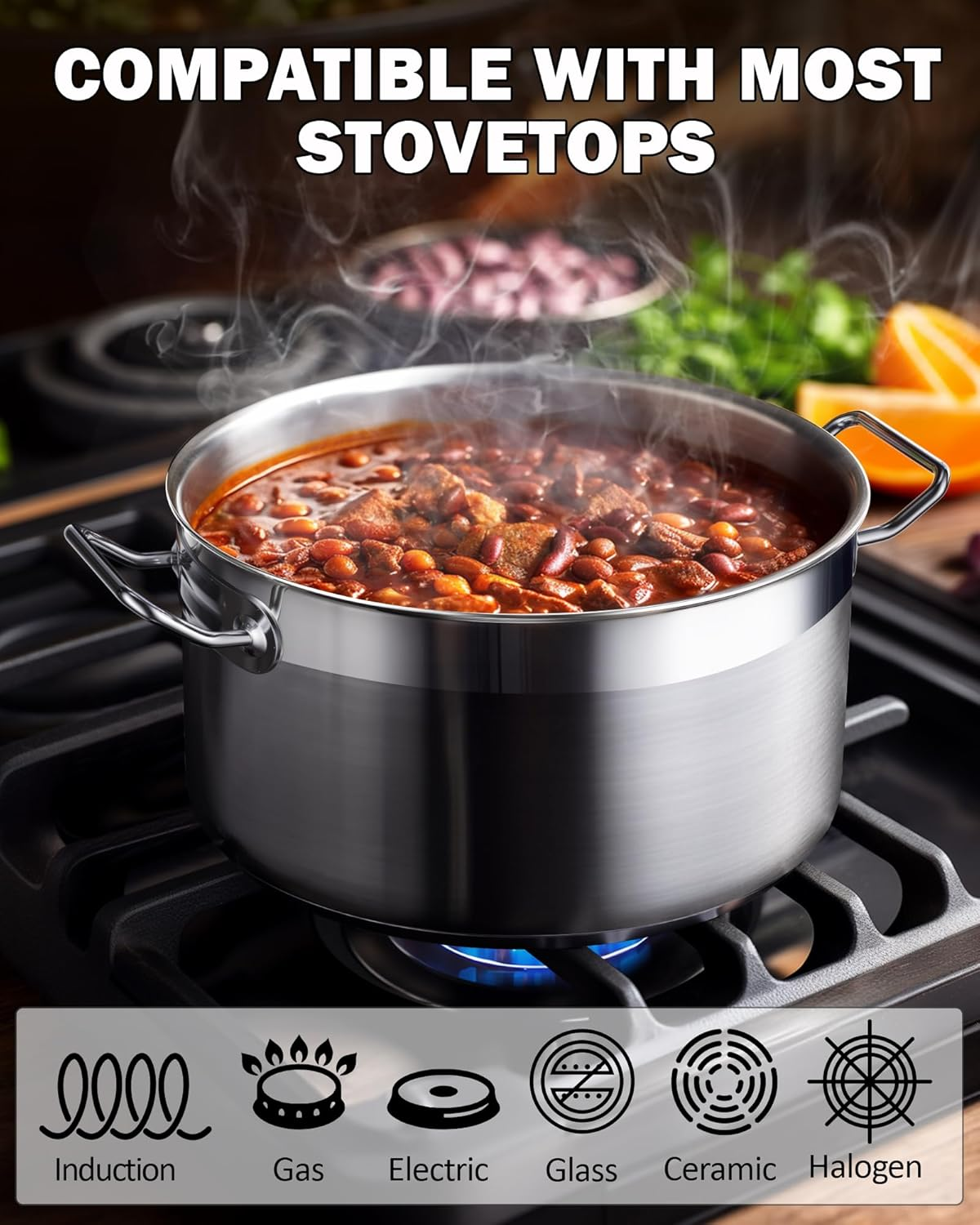 Cooks Standard Kitchen Cookware Sets Stainless Steel, Professional Pots and Pans Include Saucepan, Saut&eacute; Pan, Stockpot with Lids, 8-Piece, Silver image number 6