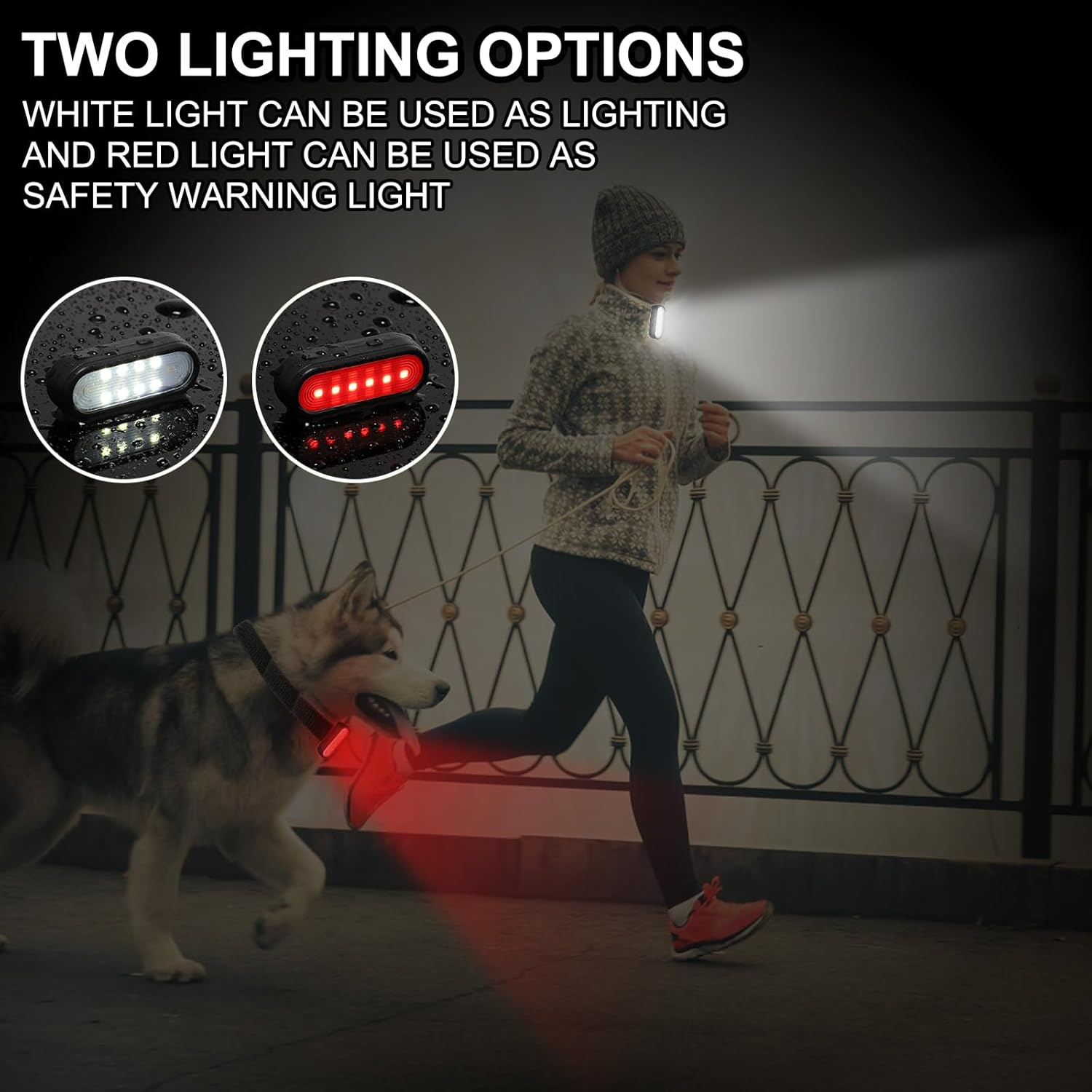 Rechargeable LED Safety Lights, Waterproof Hands-Free Running Lights Compact Warning Flashlight with 3 Modes (Continuous & Flashing Light) for Night Jogging Hiking Camping Outdoor Adventures (2Black) image number 3