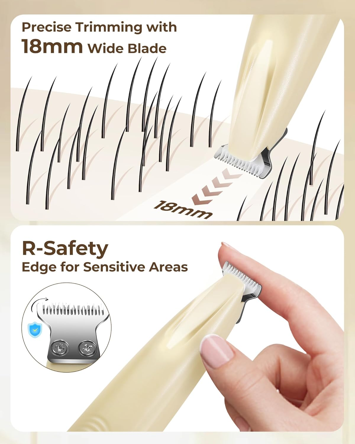 FURBONA [Pro Version] Dog Paw Trimmer, 18Mm Wide Blade Clippers with LED Display, 35Db Low Noise, Fully Waterproof, Upgraded Type-C Rechargeable Cordless Trimmer for Paws, Ears, Face, and Rump image number 3