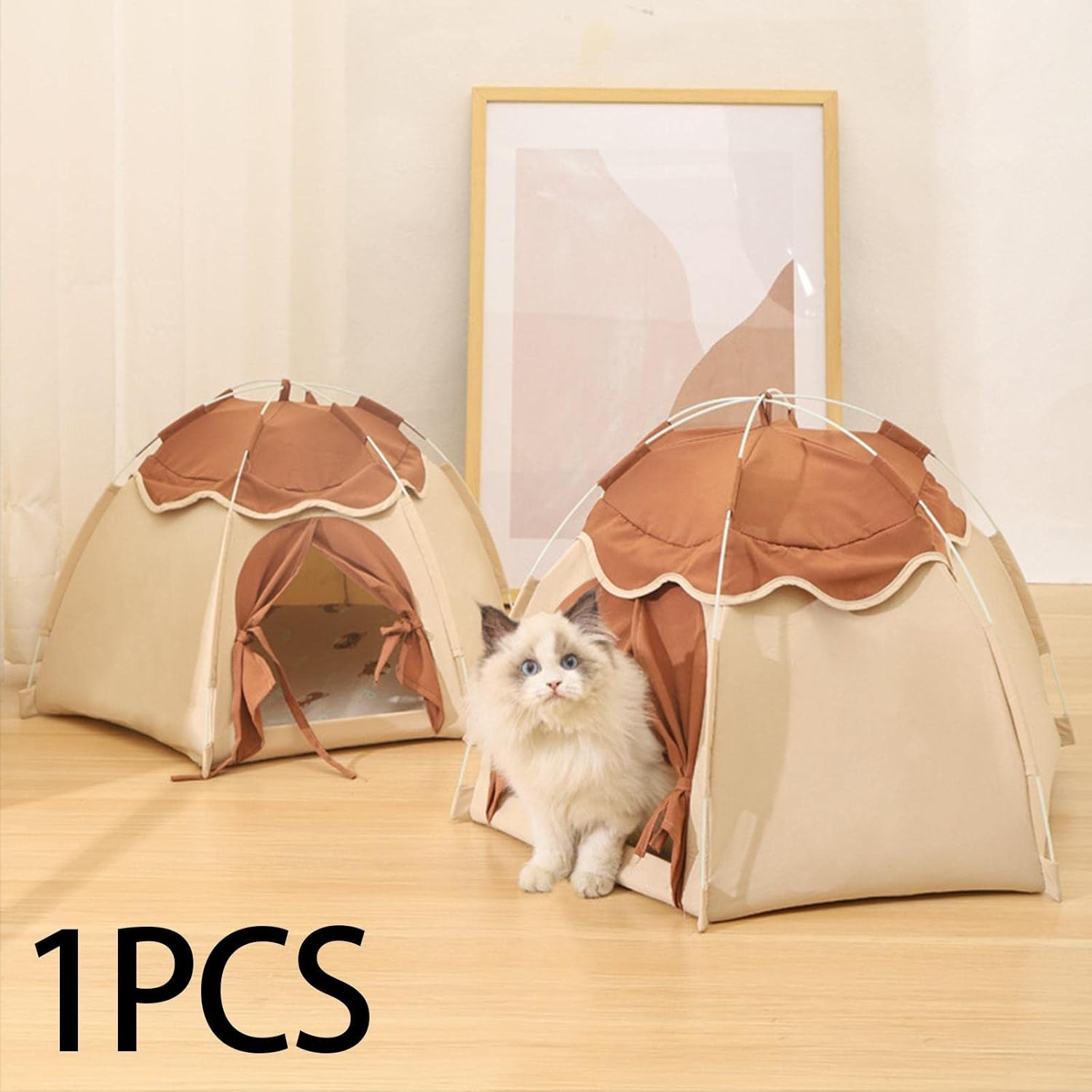 Pet Tent Cat Tents for Indoor Cats with Cushion Nest Comfortable Cat House Bed Cat Bed Cave for Small Animals Rabbits Kitten Puppy Camping image number 4