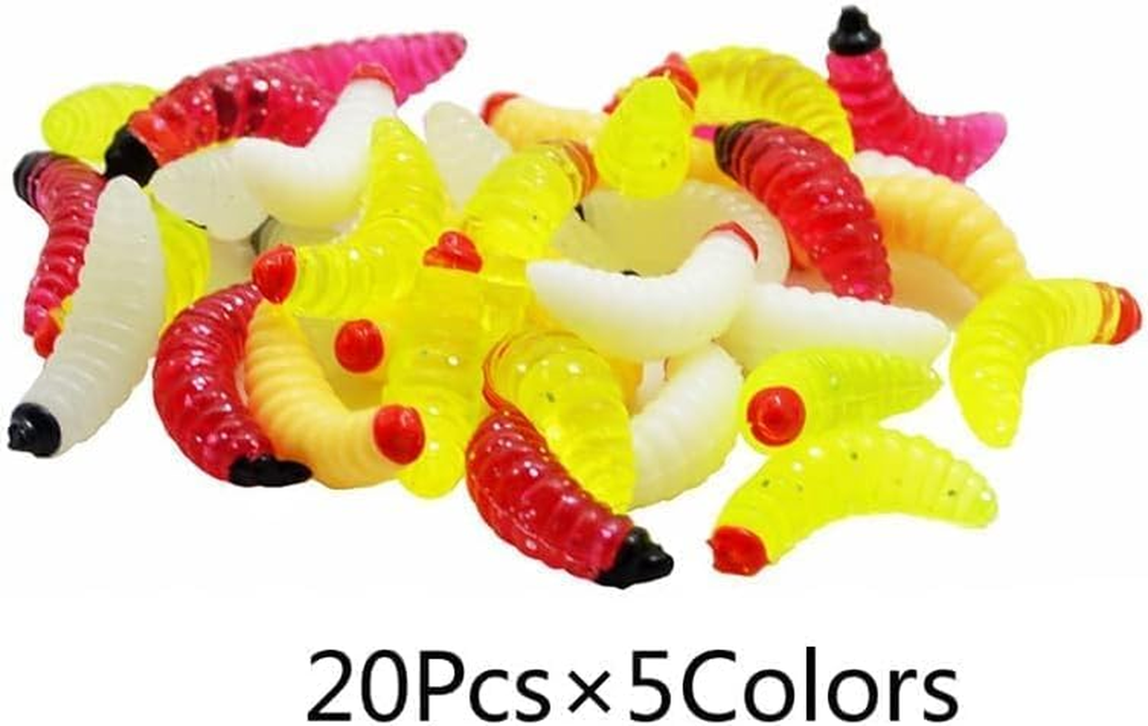 100Pcs Soft Silicone Maggot Fishing Lure, Artificial Bait, Biomimetic Earthworm, Simulation Worm for Fishing image number 3