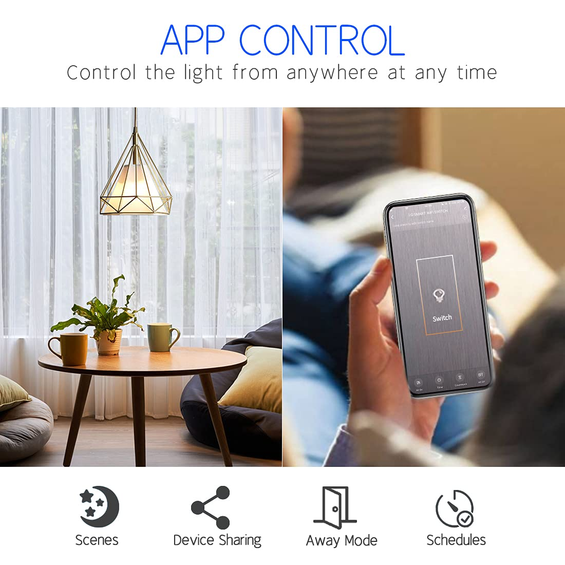 CNBINGO Smart Touch Light Switch Compatible with Alexa, Google Assistant - WLAN Switch Flush-Mounted - with Glass Panel and Status LED - Wall Switch Simple in Grey - Neutral Conductor Required image number 1