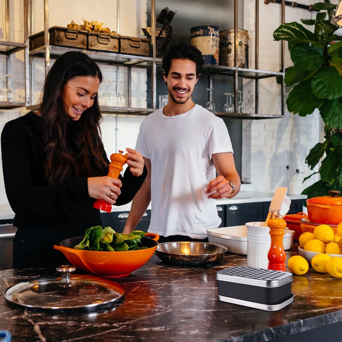 Bestonzon Stainless Steel Cheese Grater Cheese Grater Box Grater Zester Stainless Steel with Detachable Storage Container Vegetables Ginger Potatoes Multipurpose Vegetable Slicer image number 5
