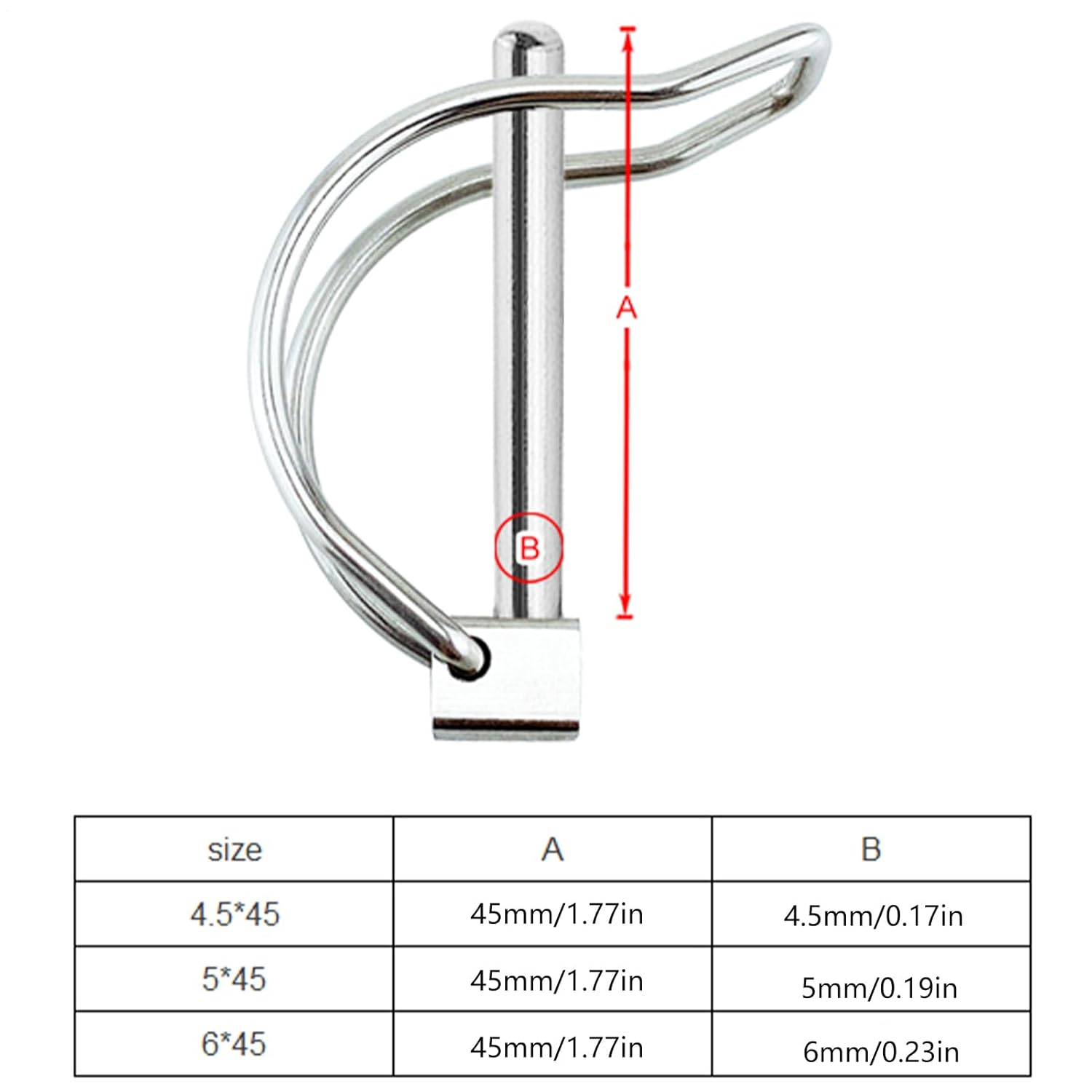 Shaft Locking Pin &ndash; 316 Stainless Steel Heavy-Duty Wire Lock Pin | Secure Coupler Pin for Stable Connection | Trailer Safety Pin Ideal for Hitch, Towing & Farm Equipment image number 2