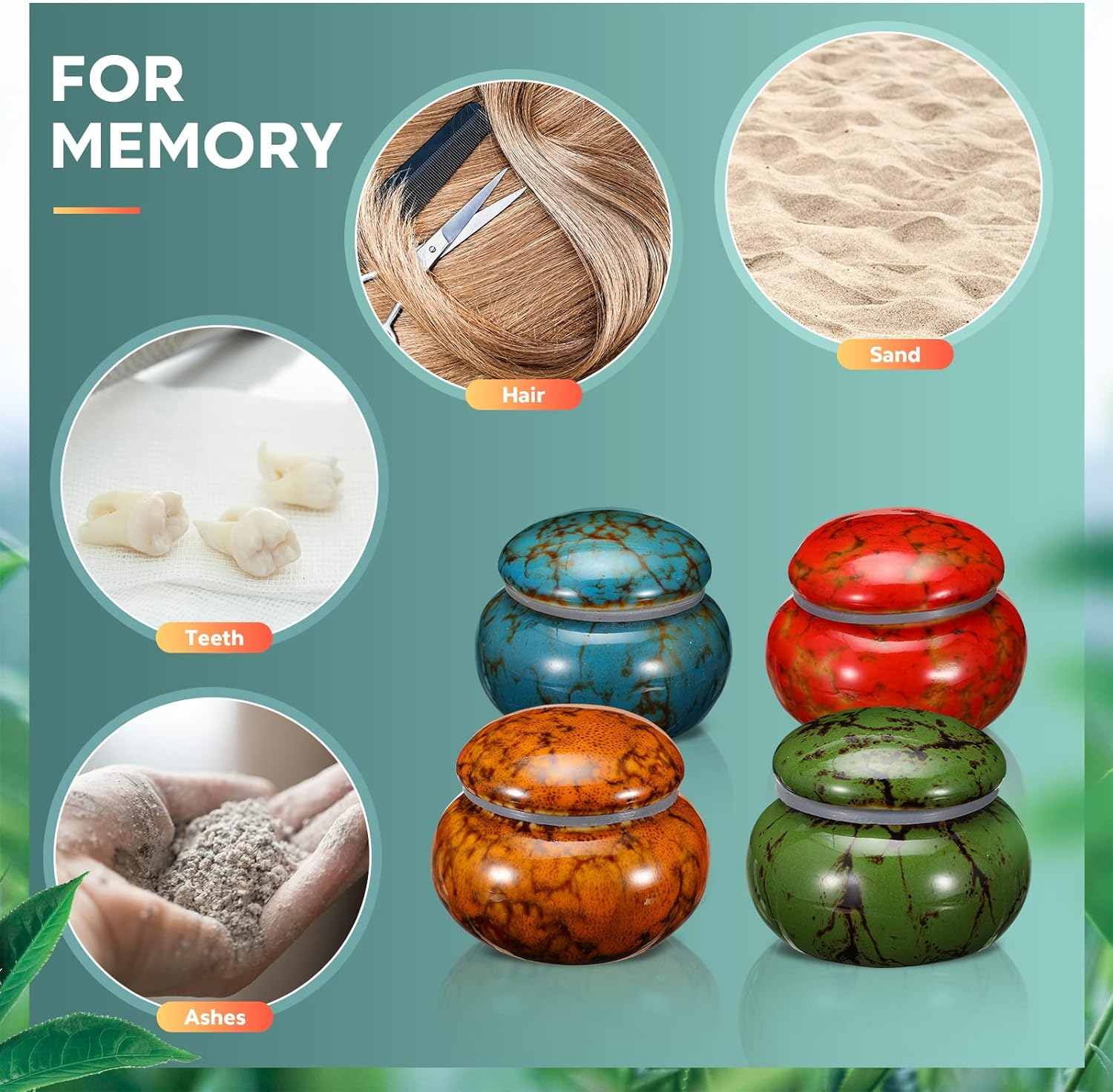 Sieral Set of 4 Small Urns for Human Ashes Keepsakes Cremation Ceramic Mini Urns for Human and Pet Ashes Funeral Container with Box and Lining for Memorial Your Loved One Lost, 4 Colors(Vintage) image number 6