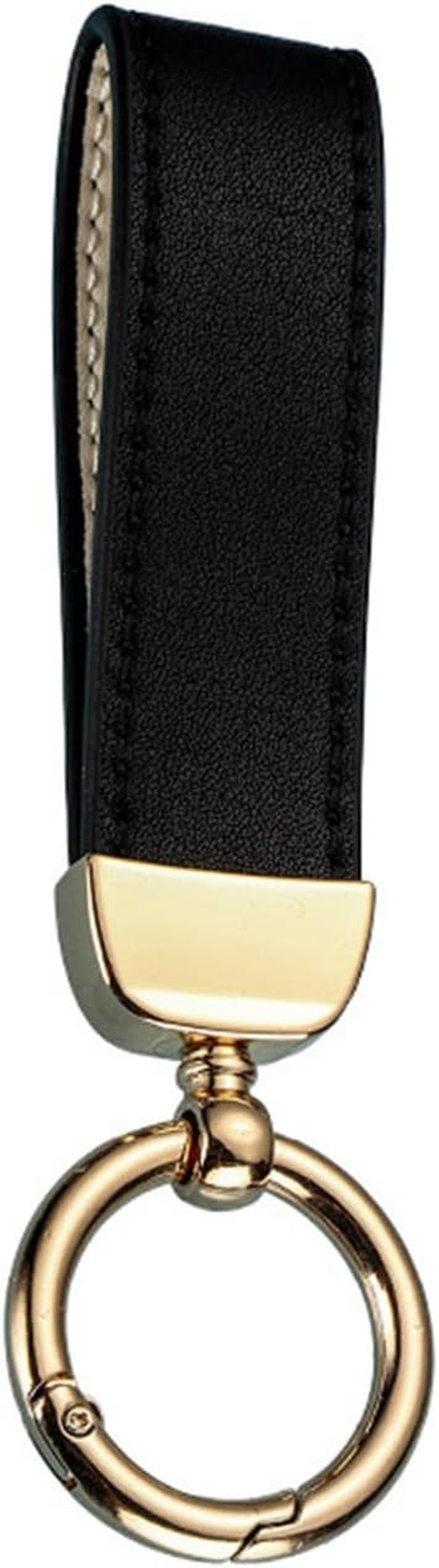 2 Key Ring and 1 Mini Screwdriver，360 Degree Rotatable Leather with Anti-Lost D-Ring，Universal Car Accessories (Black) image number 3