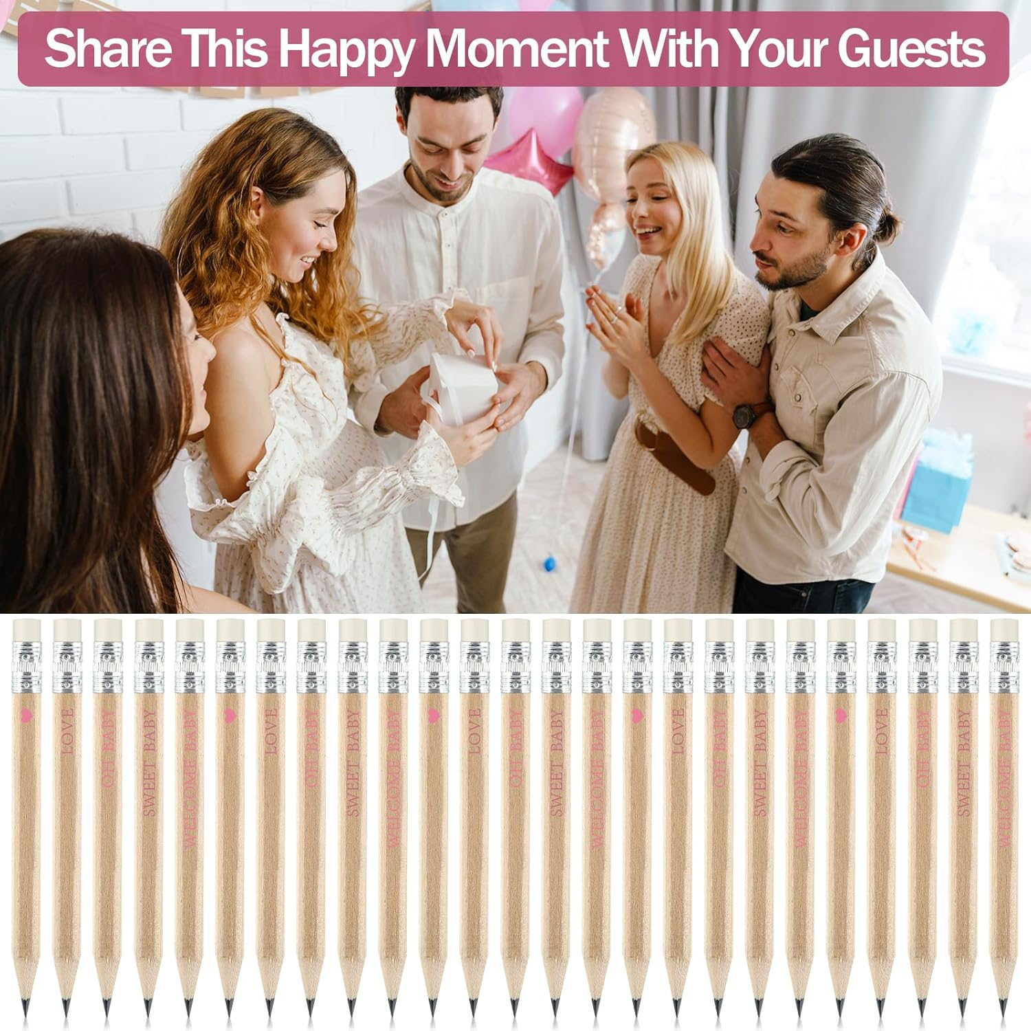 Baby Shower Pencils (Pink, 100)