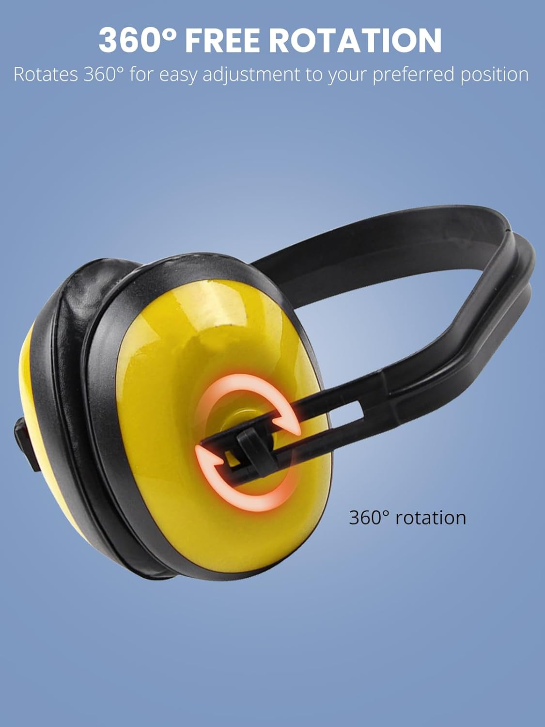 Gizmolet Noise Cancelling Headphones, Thick Padded Ear Protection Earmuffs with Adjustable Headband, Hearing Protection for Shooting, Mowing, Construction and Loud Work, Yellow image number 3