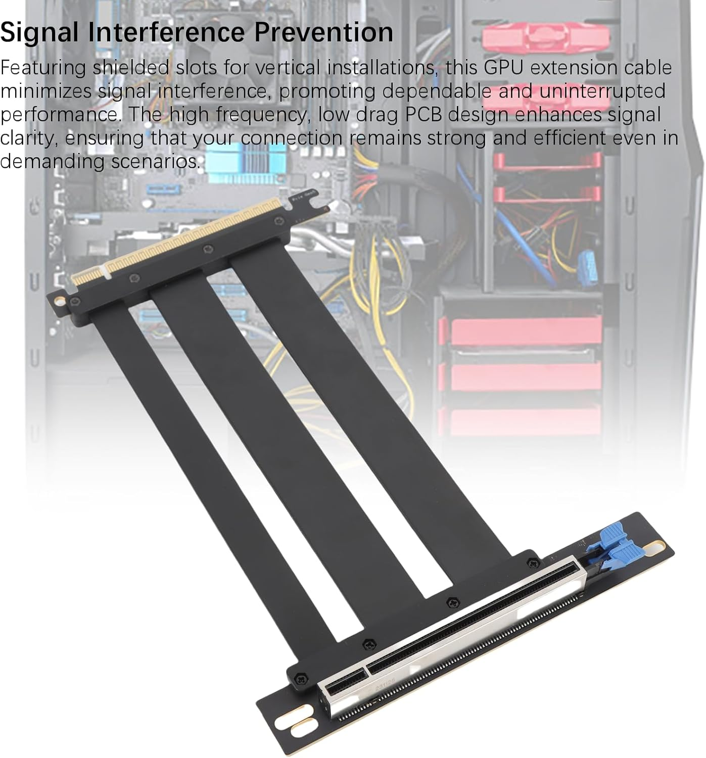 Pcie 5.0 X16 Riser Cable 90&deg; Right Angle 128Gbps Shielded Extension for RTX 4090 GPU 20Cm Compatible with Pcie 4.0/3.0 ITX Server image number 5