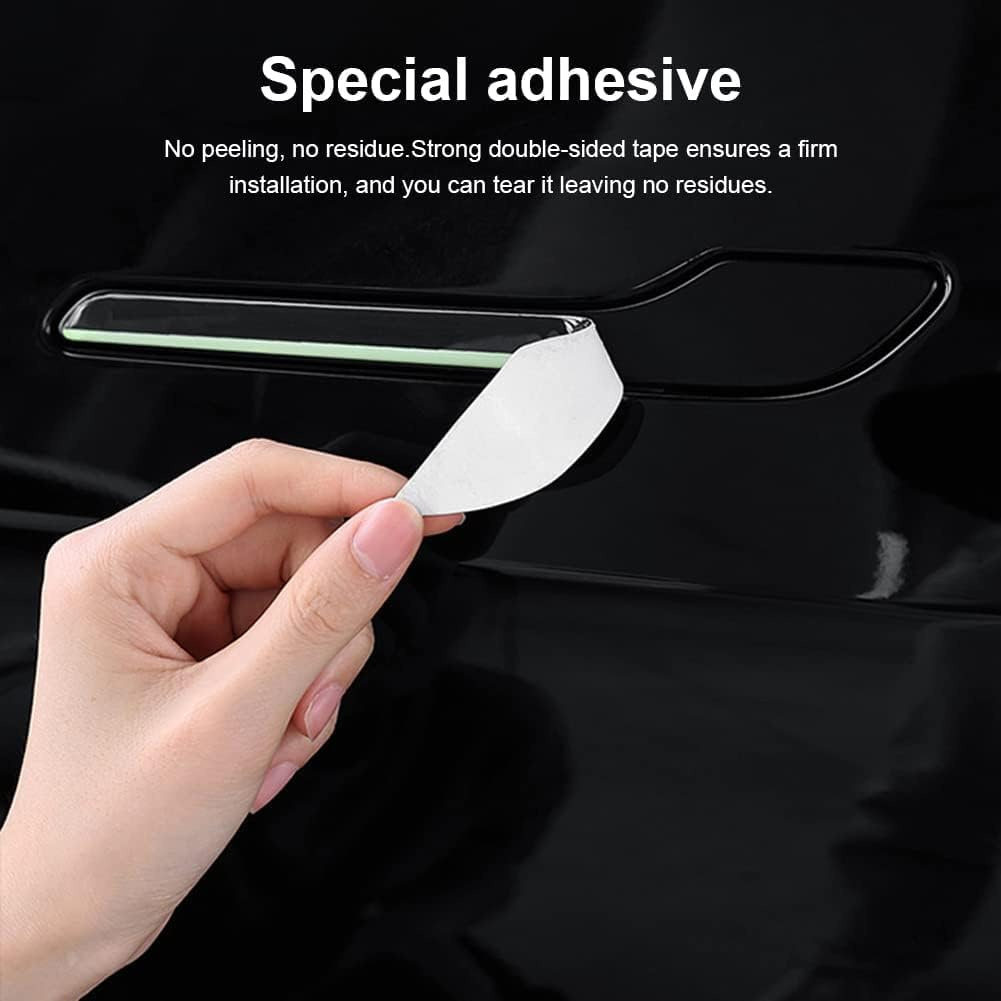 4PCS Car Door Handle Protector Stickers Anti-Scratch Car Door Handle Cover Guard Door Handle Wrap Kit for Tesla Model 3 Model Y 2019-2022 (Luminous) image number 6
