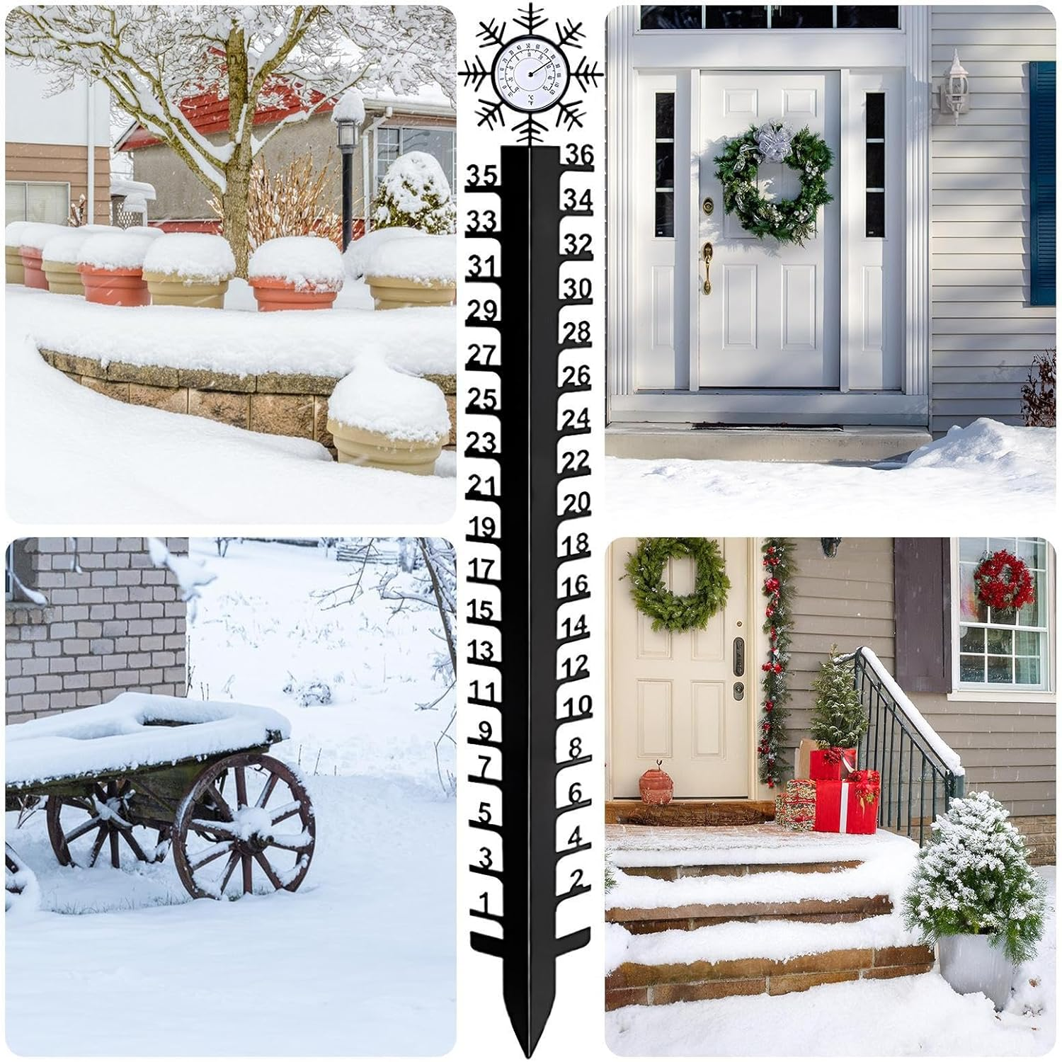 Snow Gauge Outdoor - Accurate Rain Meter Tool,Winter Snowflake Metal Ruler | for Garden Backyard Patio Outdoor Yard Water Winter image number 2