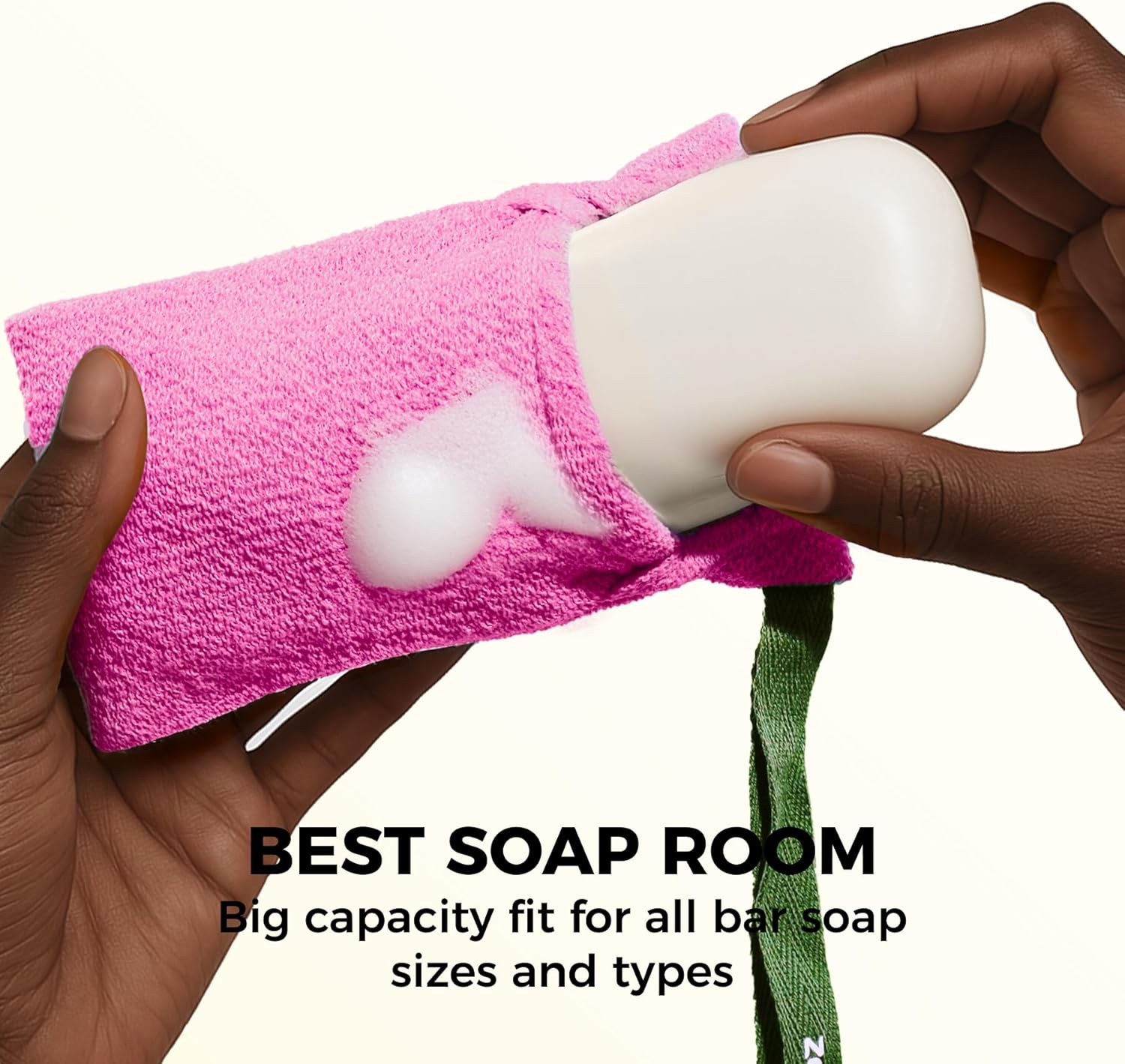 ZOMCHI Soap Bags, Soap Savers for Bar Soap with Different Exfoliating Level, Soap Pouch for Body Wash (2 Pieces, Pink) image number 2