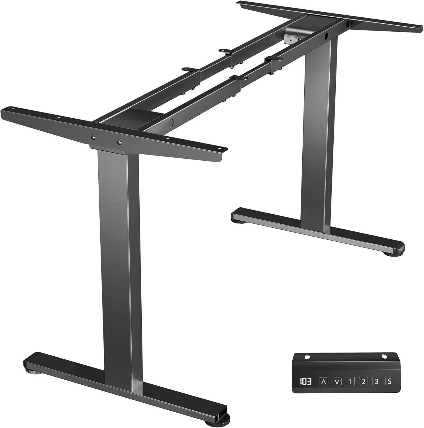 VIVO Electric Sit Stand Desk Frame, Dual Motor Memory Controller Height Adjustment, Frame Only, Black, DESK-E-200B image number 4