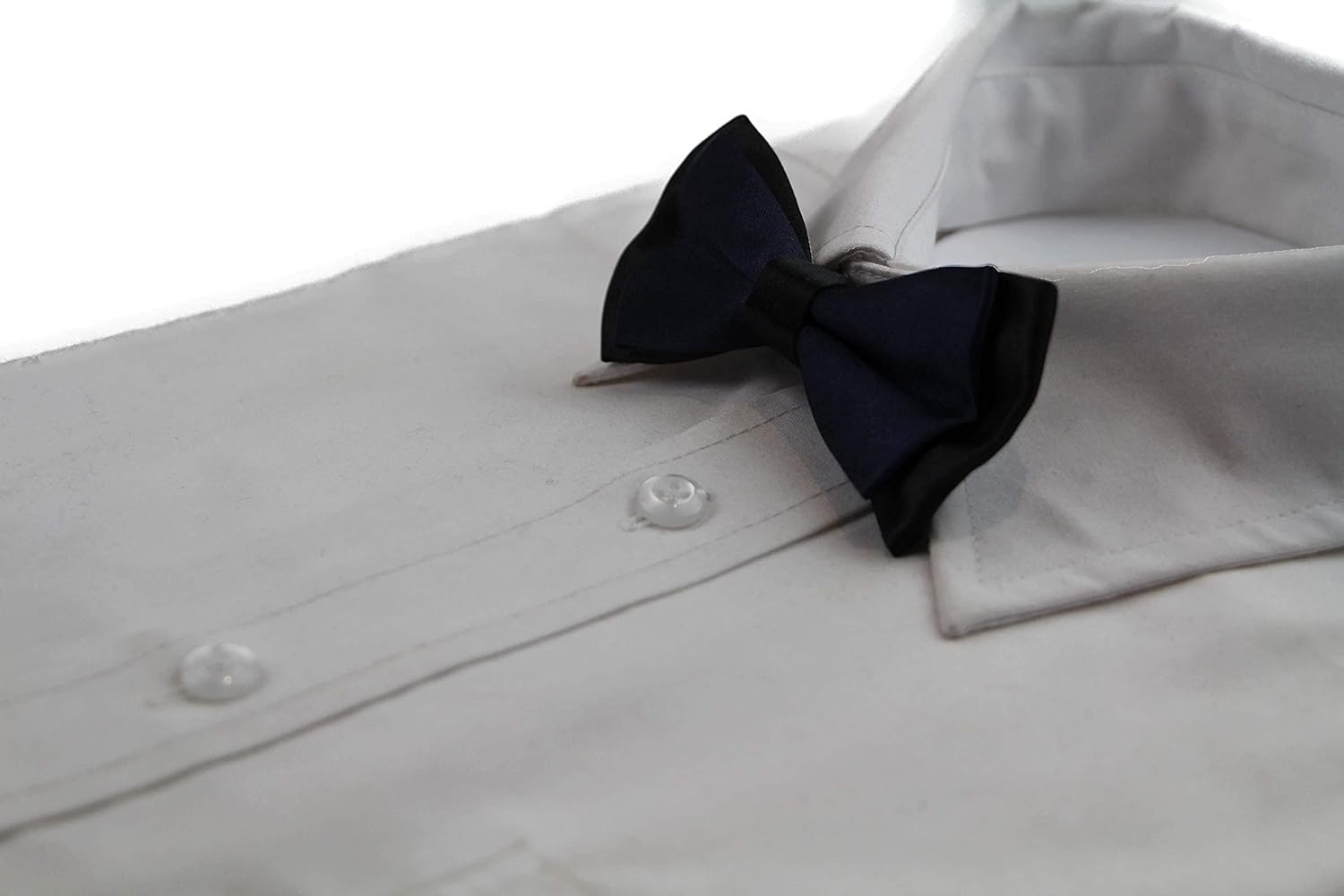 Boys Midnight Blue Two Tone Layer Bow Tie Black, Midnight