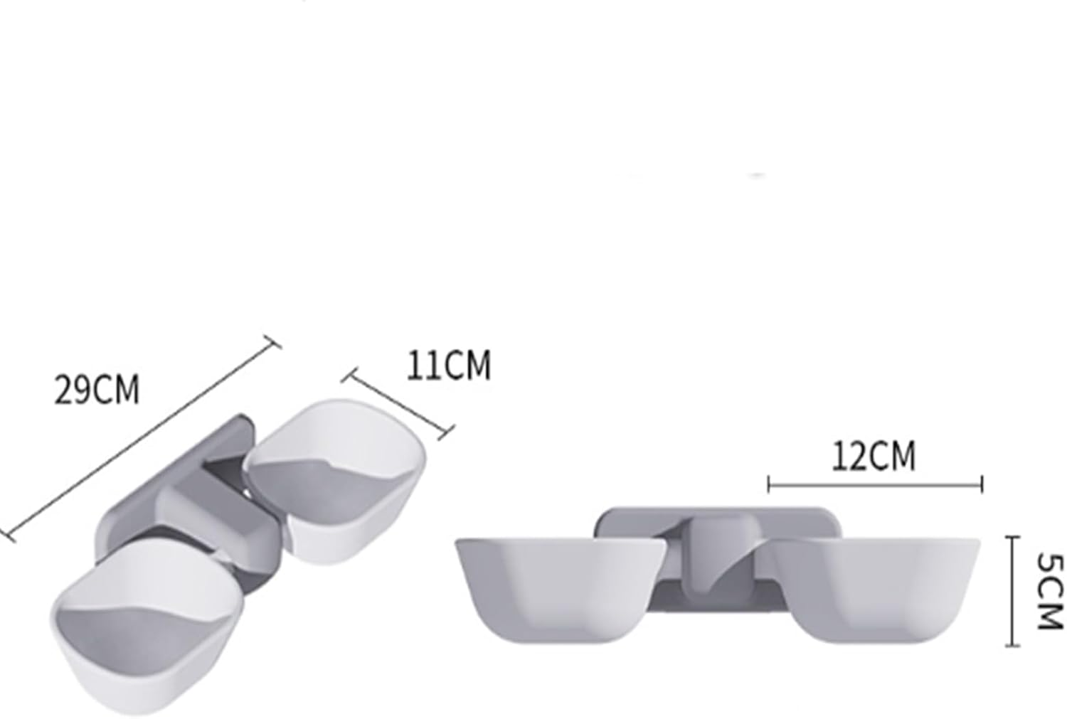 Cicixixi Cat Bowls for Cats, Feeding Bowl, Cat Bowl, Double Bowl for Cats, Feeding Bowls, Cat Food, Wall Mounted, with Raised Stand Holder, Removable Bowl