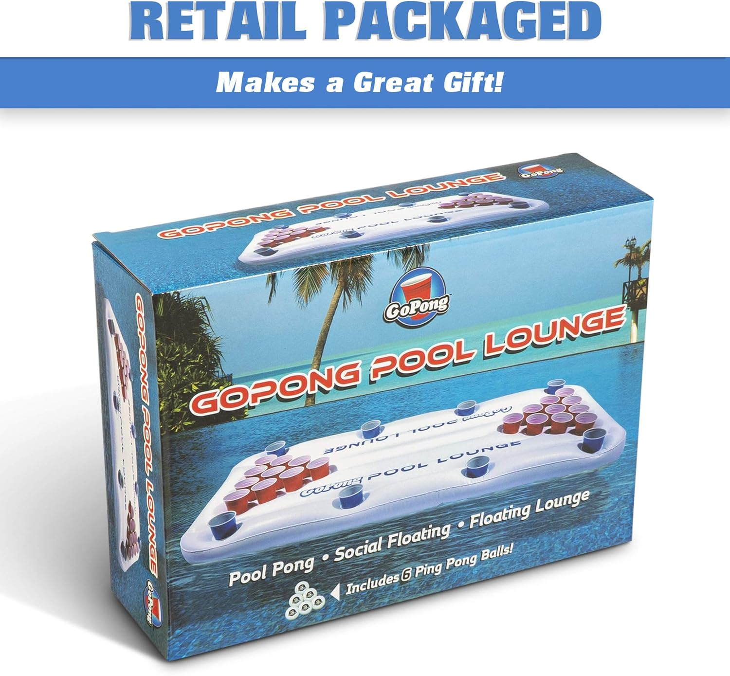 Gopong Pool Lounge Beer Pong Inflatable with Social Floating, White image number 2