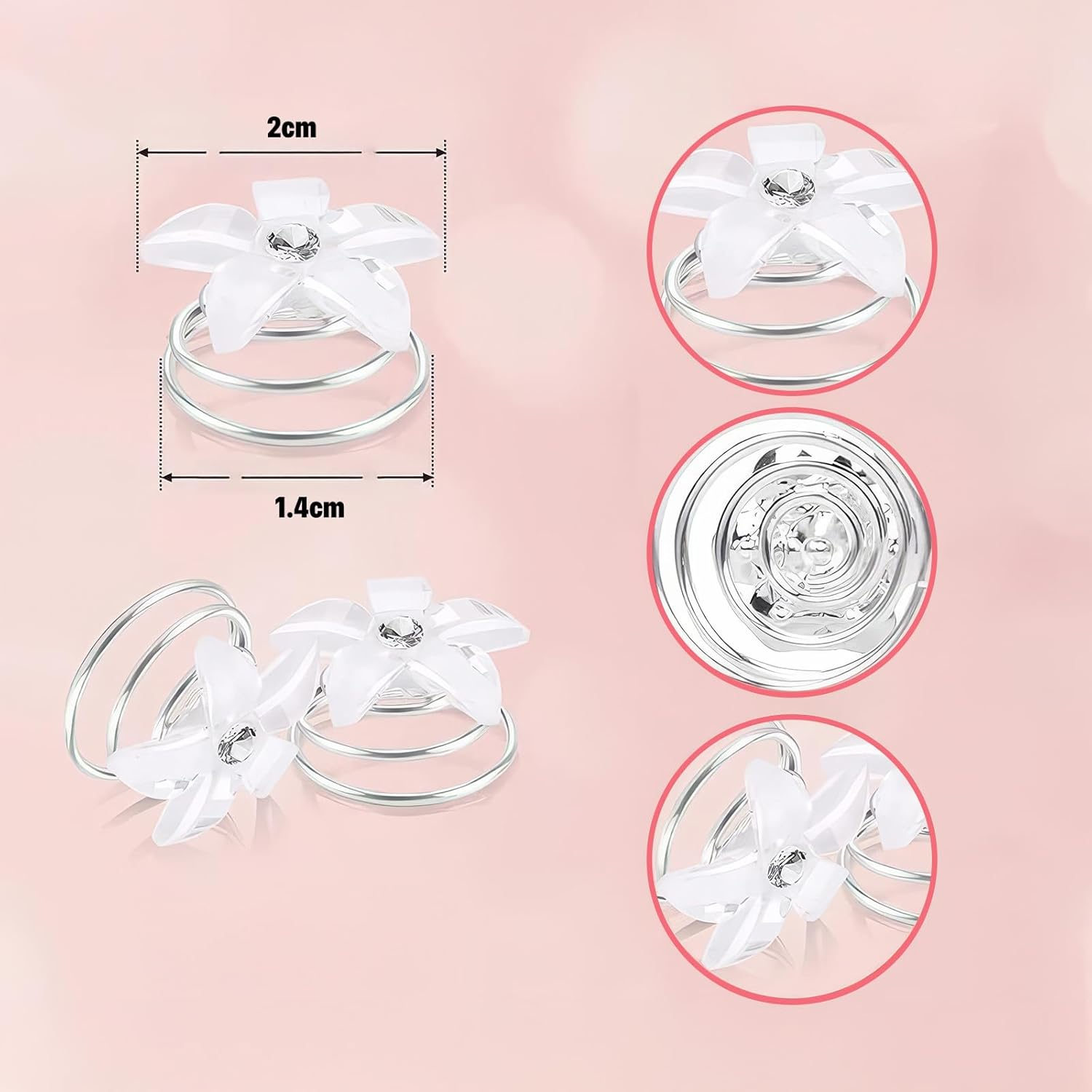 DHWEKU 10 White Flower Hair Spiral Wedding Hair Accessories Bridal Hair Clips