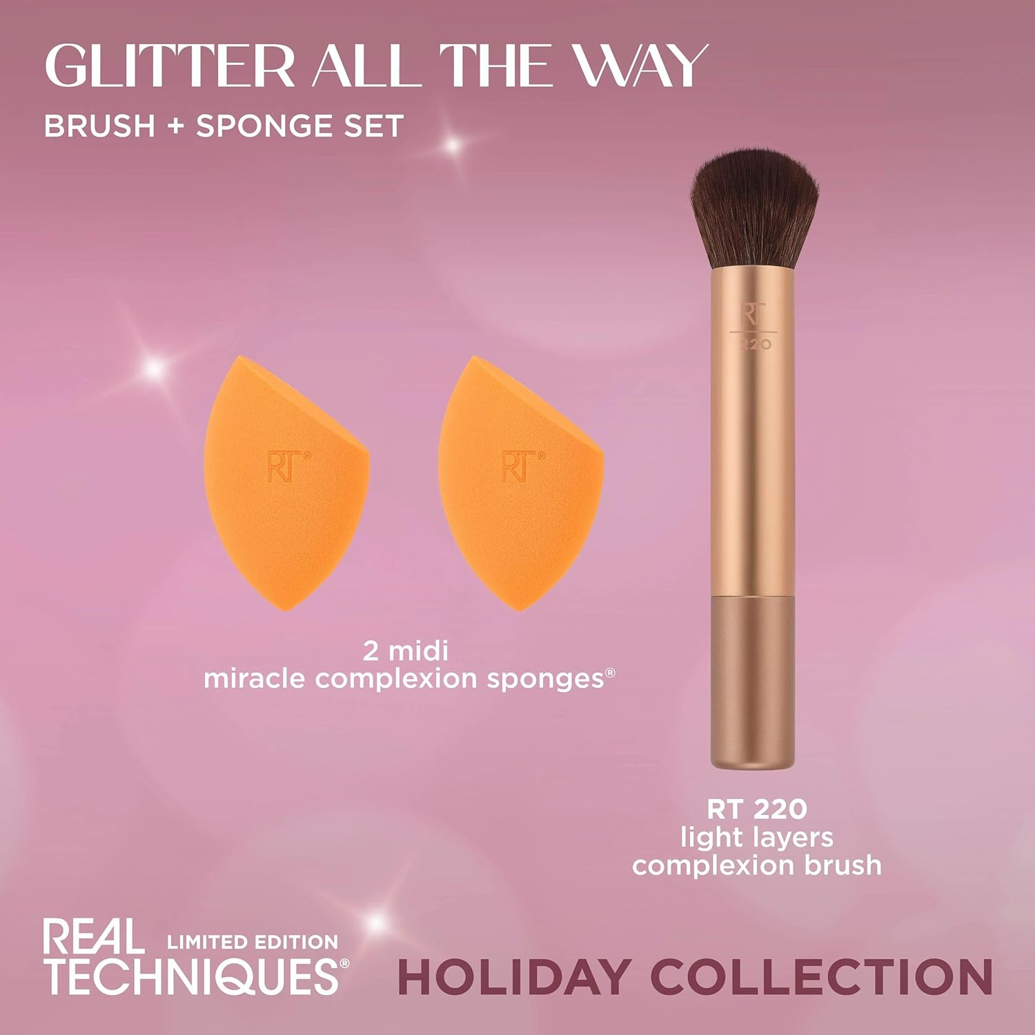 Real Techniques Glitter All the Way Brush and Sponge Gift Set image number 6
