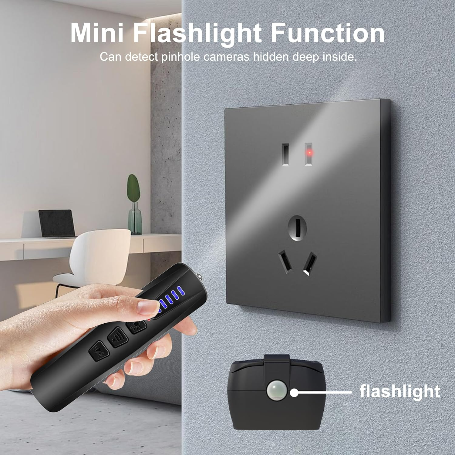 Hidden Camera Detectors,Spy Camera Finder,Gps Tracker Detector,Rf Detector,25H Working Time,Travel-Friendly Size,Hotels,Travel,Home,Office(Black) image number 2