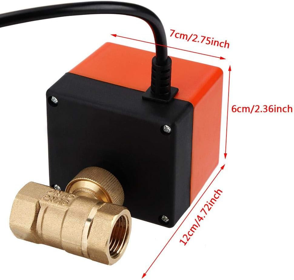 Motorized Ball Valve, AC 220V Brass Electrical Ball Valve 2 Way 3-Wire 1.6Mpa Thread, Energy Saving(Dn15)