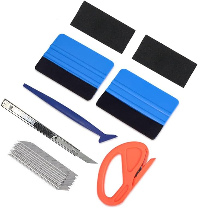 Vehicle Vinyl Wrap Window Tint Film Tool Kit Include Felt Squeegee,Felt,Utility Knife and Blades Vinyl Cutter and Go Corner Squeegee for Car Wrapping. (Set of 8) image number 3
