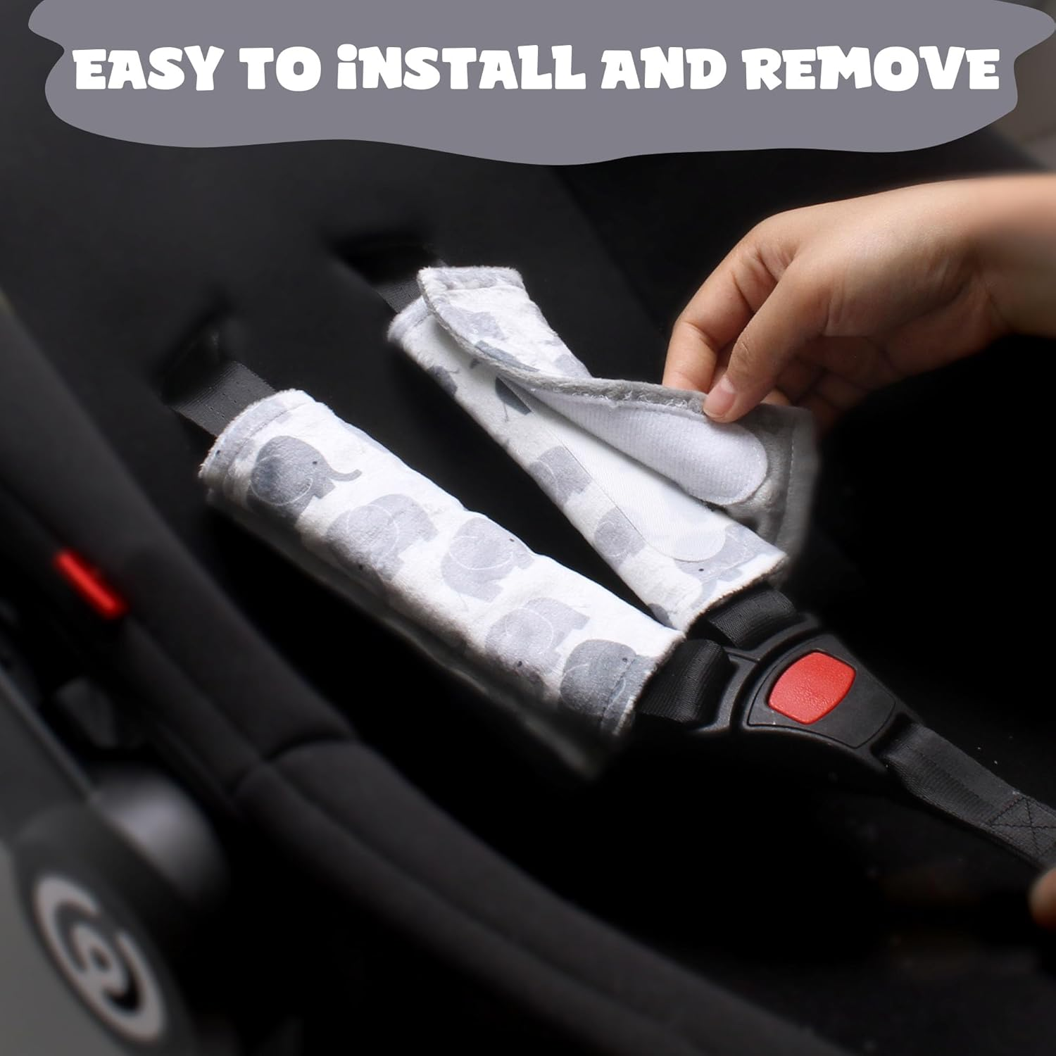 Car Seat Strap Covers for Babies Soft Car Seat Belt Covers, Mink Car Seat Straps Shoulder Pads for Boys and Girls, Grey image number 5