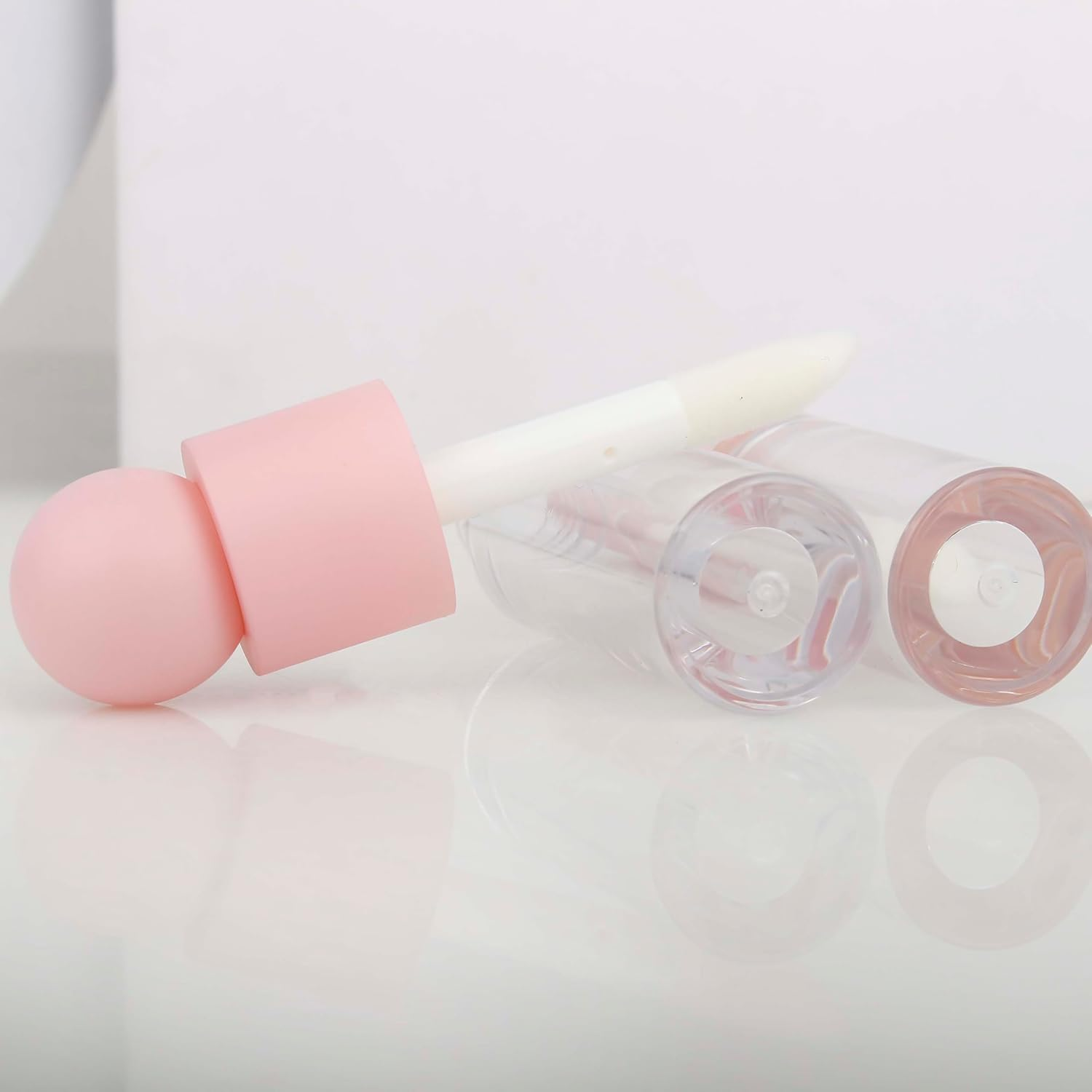 COSIDEA 30Pcs Empty 5Ml Pink Lip Gloss Tubes with Big Wand Large Deo Foot Brush Lipgloss Tube Container with Ball Shape Cap - Pink image number 5