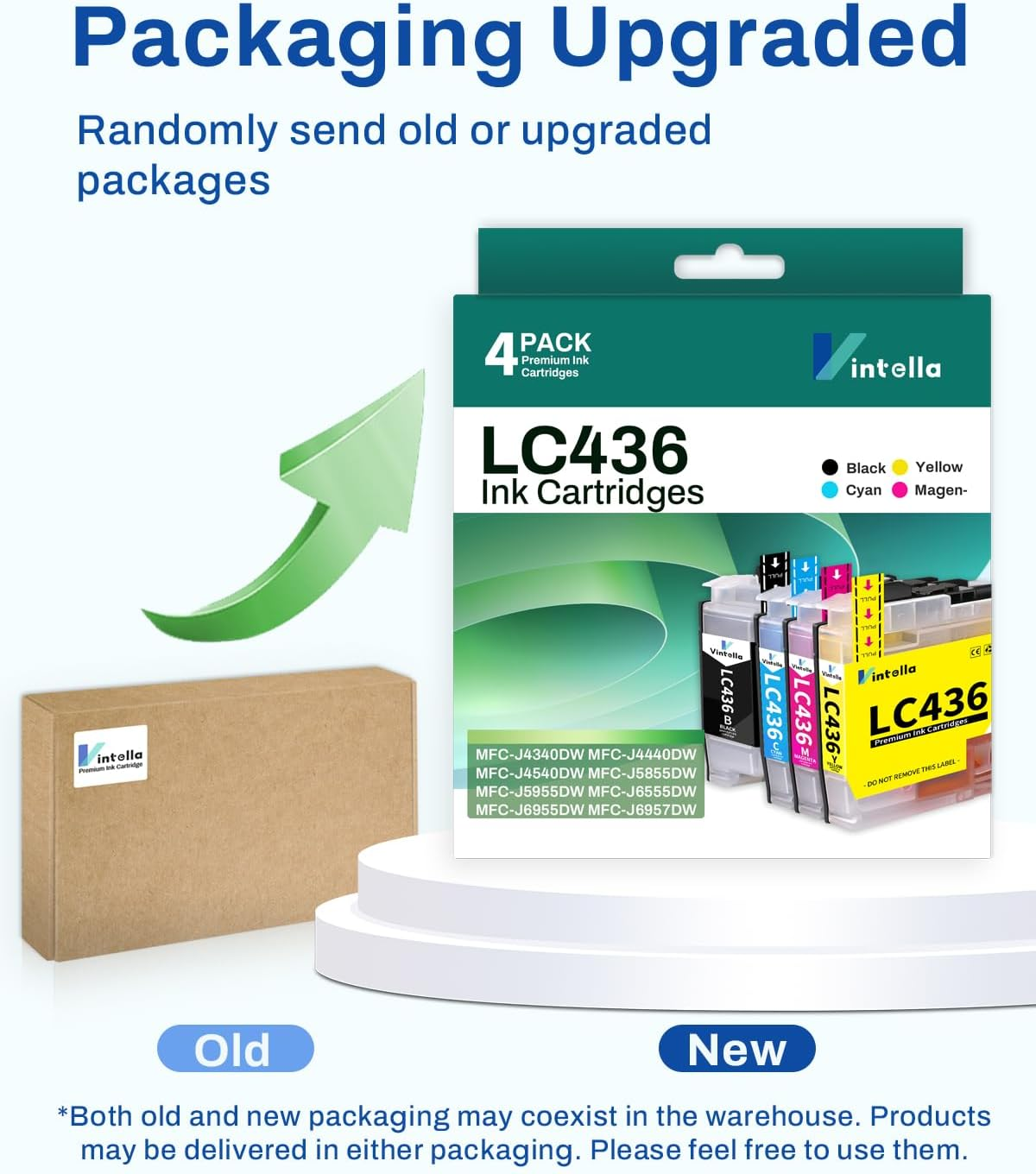 Vintella LC436 Ink Cartridges Compatible for LC-436 LC436XL Ink Cartridges LC-436XL for Brother MFC-J4340DW MFC-J4440DW MFC-J4540DW MFC-J5855DW MFC-J5955DW MFC-J6555DW MFC-J6955DW (4 Pack) image number 1