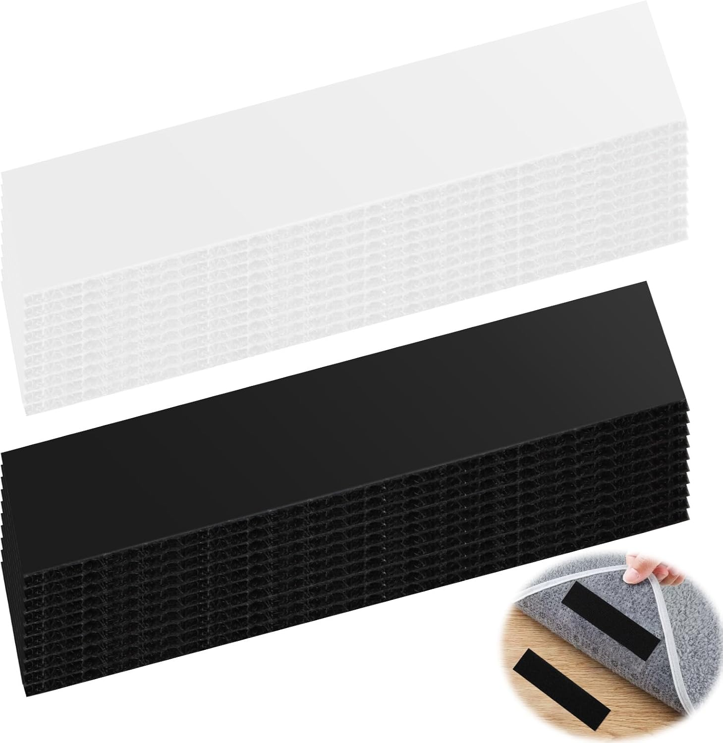 20 Sets Sticky Velcro Strips, Industrial Strength Hook and Loop Tape Double-Sided Adhesive, Use for Carpet Couch Cushions Pedal Board Picture Hanging Office Home, 10 X 2.5 CM (Black & White) image number 5