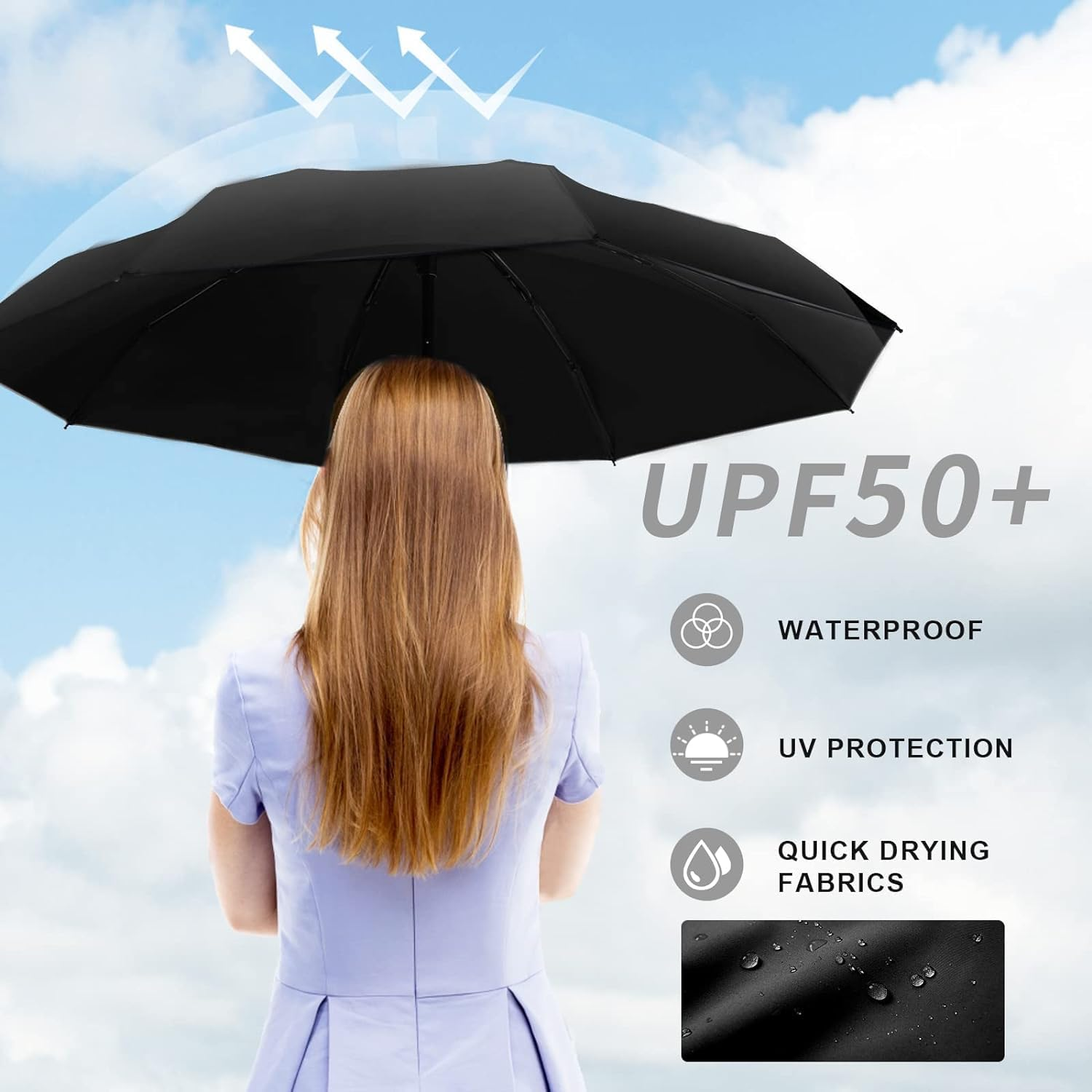 DOFOWOT Mini Travel Umbrella Windproof, UV Folding Umbrellas Compact Portable for Sun Rain(8 Ribs) image number 1