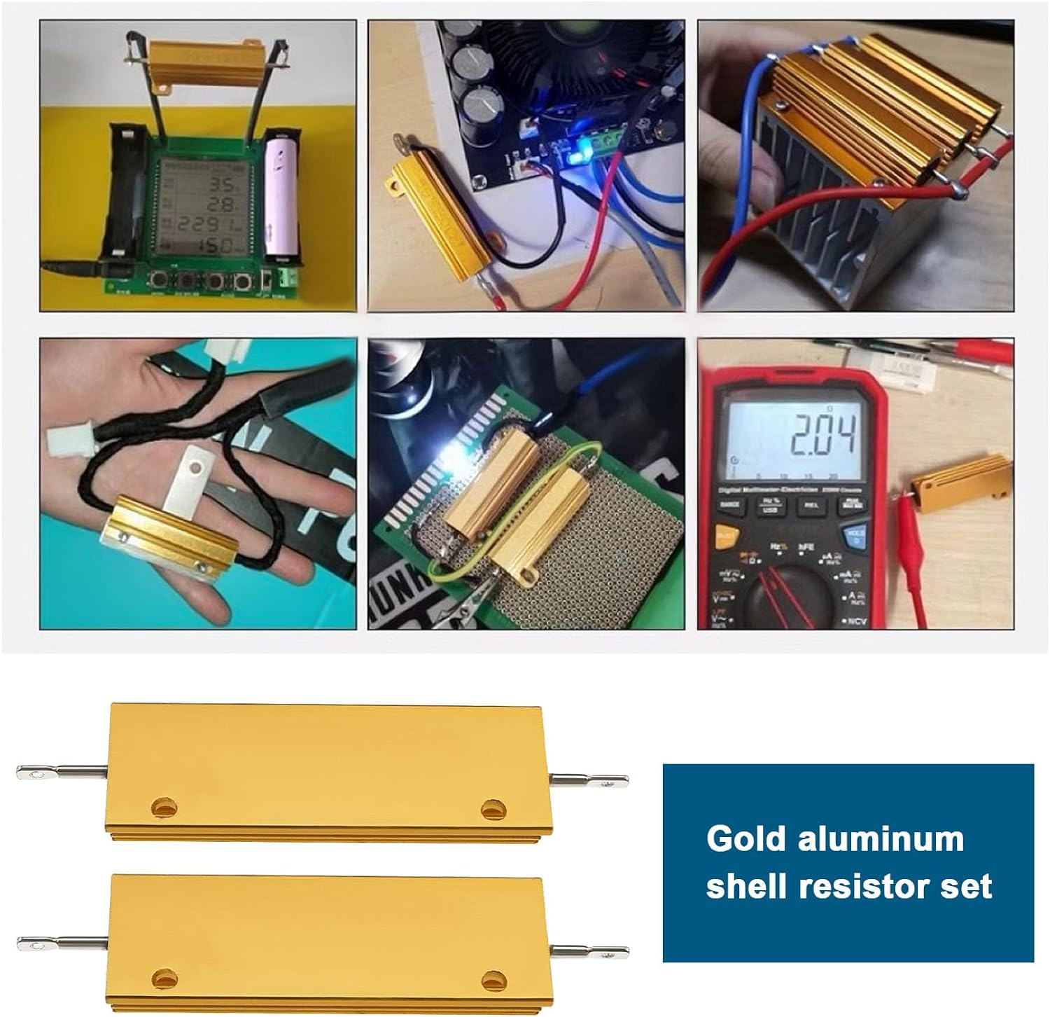 Emsea 10PCS Power Resistor Aluminum Shell Resistors 25W 6 Ohm/8 Ohm 50W 25 Ohm 100W 3 Ohm/ 8 Ohm Aluminum Housed Wire Wound Resistor for Electronic Equipment