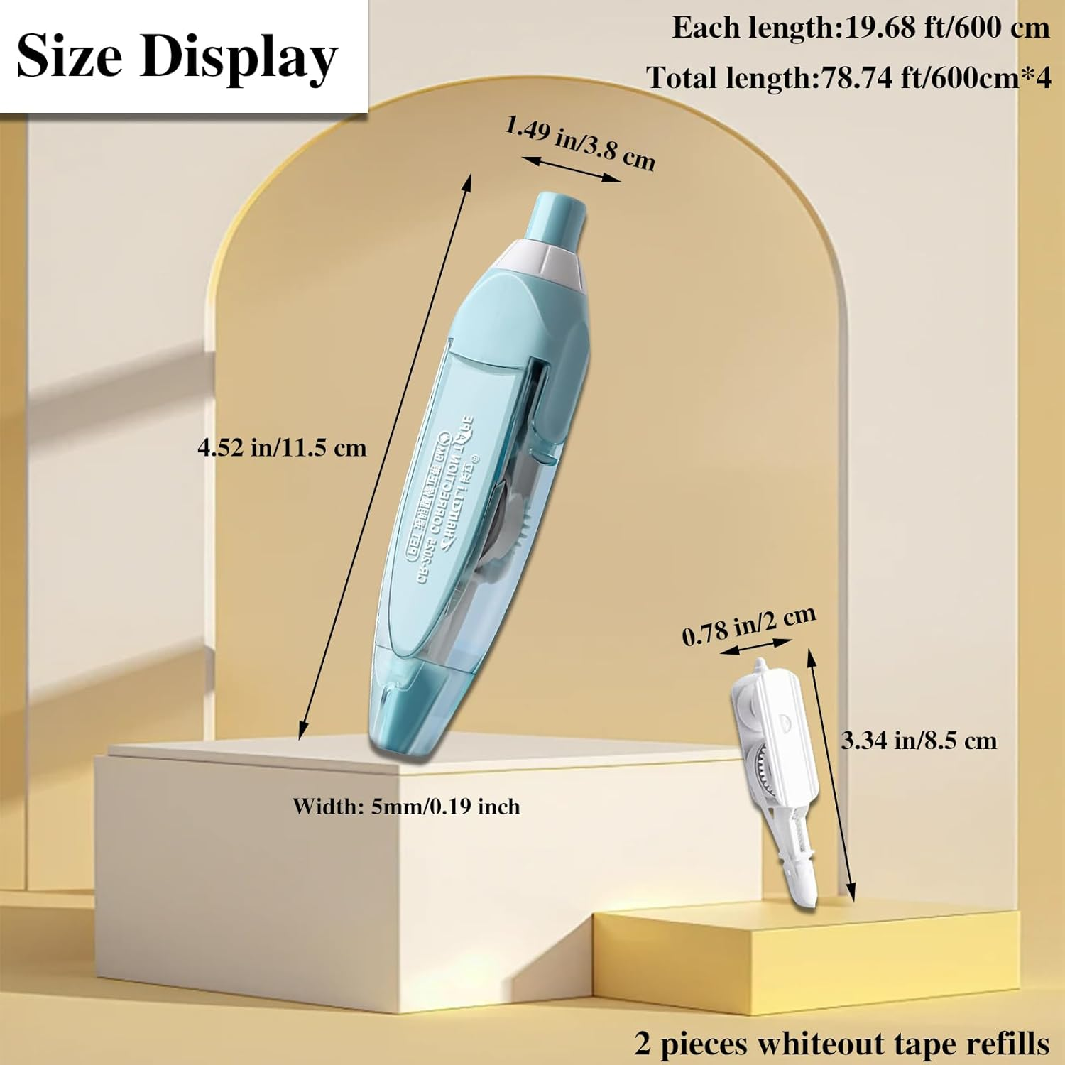 Fkereg Retractable White Out Pens 2 Pack with 2 Extra Refills, Cute Correction Tape Pen 5Mm X 24M, Refillable Whiteout Pen for Instant Correction Office Supplies, Purple & Brown image number 2