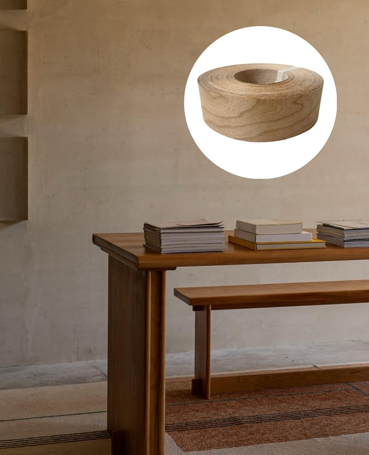 Preglued American Cherry Wood Veneer Edging, Plywood Edge Banding, Flexible Wood Tape, Iron on Easy Application Veneer Edging with Hot Melt Adhesive Back (1.9Cmx15M) image number 3