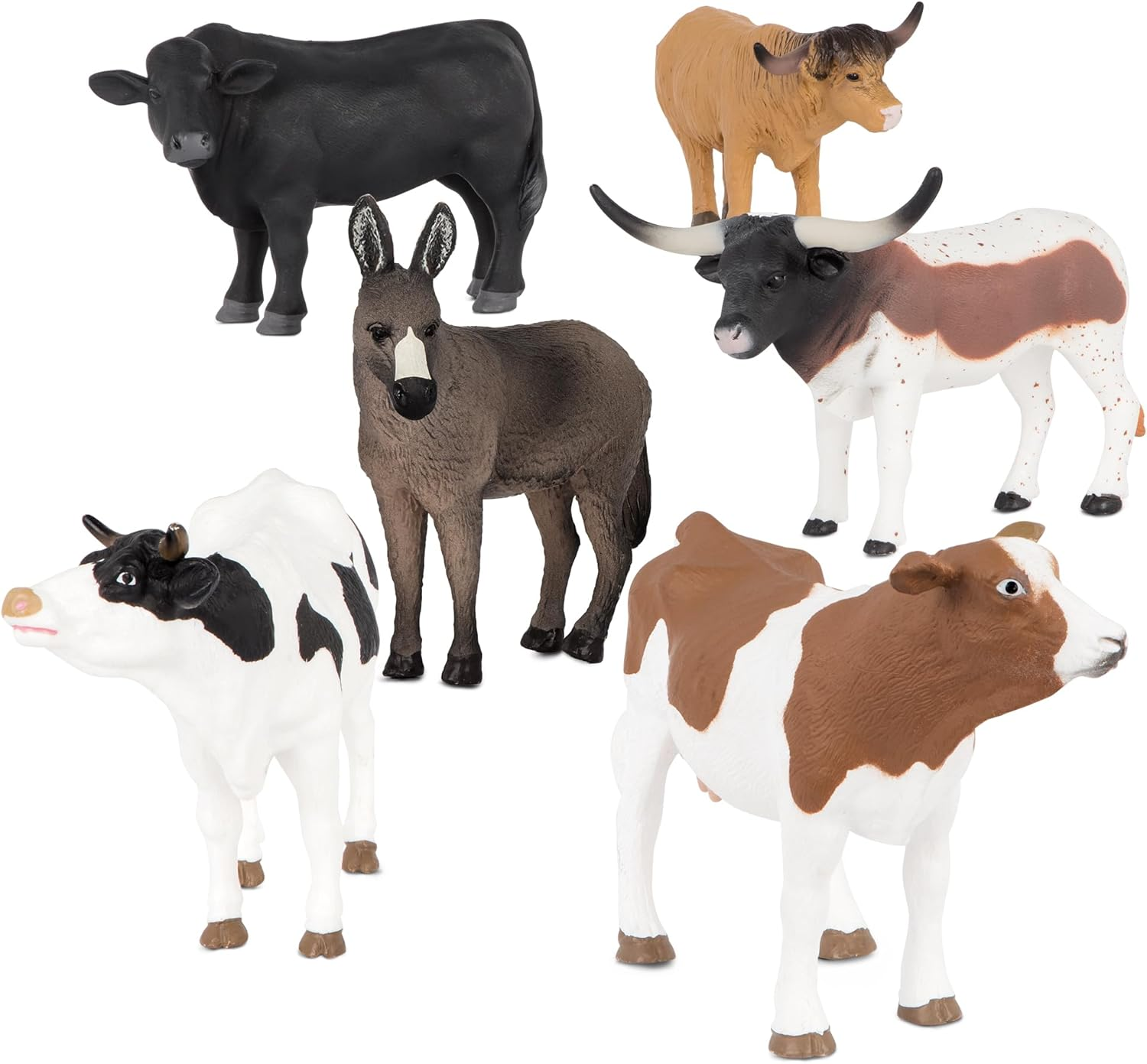 Terra by Battat &ndash; Toy Farm Animals &ndash; Cows, Bulls, Donkey &ndash; Animal Toys for Kids &ndash; 6 Farm Figurines &ndash; 3 Years + &ndash; Farm Animal Set image number 3