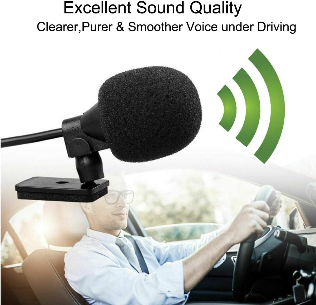 Car Radio Microphone 3.5 Mm Compatible with Pioneer Sony Boss JVC Kenwood Jensen Alpine External Mic for Vehicle Audio Stereo GPS CD DVD 3M Cable 3.5 Mm Female to 2.5 Mm Male Adapter