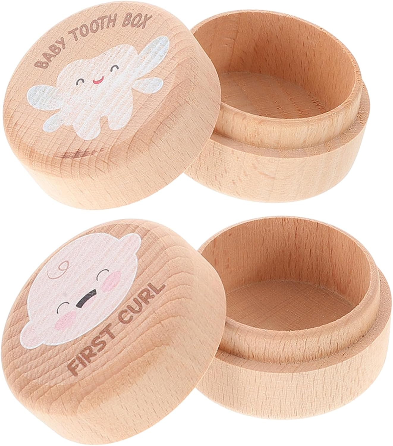 2Pcs Wooden Tooth Memorial Box Cute Keepsake Box for First Lost Tooth Storage for Shower Birthday image number 1