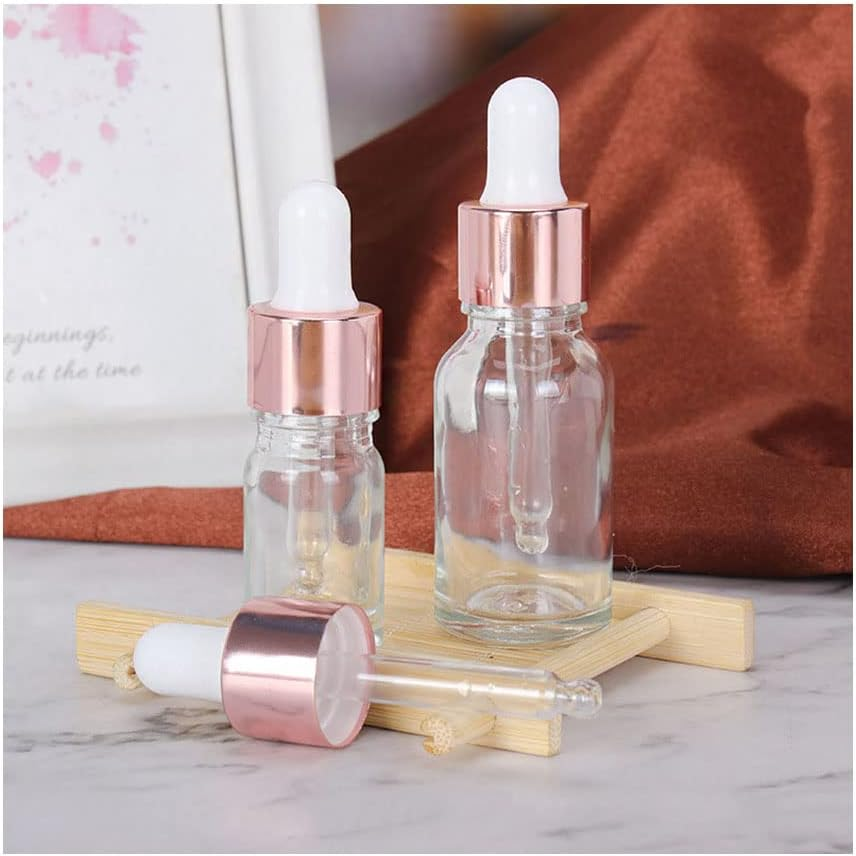 1PCS Transparent Glass Dropper Bottles Aromatherapy Bottles with Rose Gold Cap Reagent Pipettes Bottles,5Ml image number 5