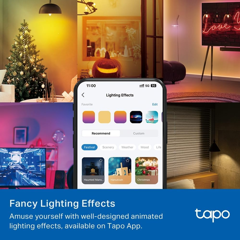 Tapo Tp-Link Smart Wifi Light Bulb, Multicolour, B38, E14, White Tunable, Dimmable, Smart Home, Schedule & Timer, Voice Control, APP Control, Group Control, Sync-To-Sound, Energy Monitor(Tapo L430C)