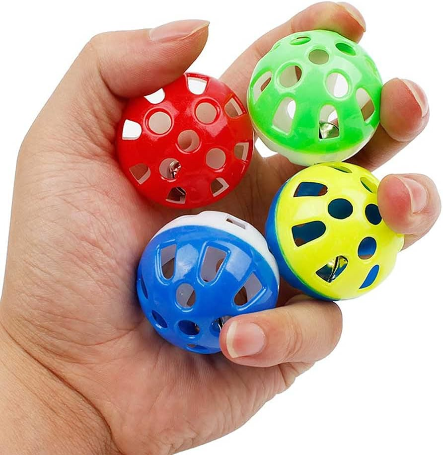 Darglino 12PCS 4CM Cat Toy Ball with Bell, Cat Bell Ball Cat Jingle Balls for Cats Kitten, Plastic Cat Toys Jingle Balls Pounce Chase Rattle Ball Toys Random Color image number 4