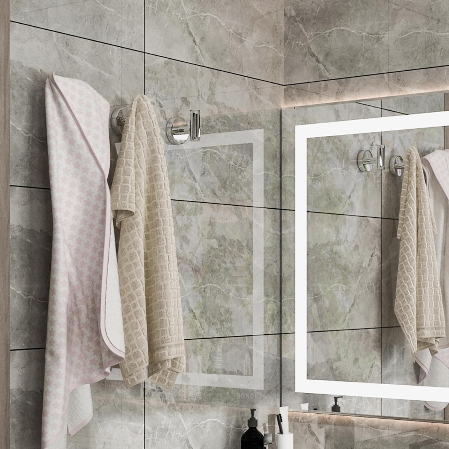 4 Pack Bath Towel Hooks, Wall Mount Towel Holder Chrome Finish Towel Rack, Heavy Duty Robe Coat Loofah Hooks for Shower, Kitchen,Hotel, Pool Tile, Brick Modern Style Decor Wall Hooks image number 3