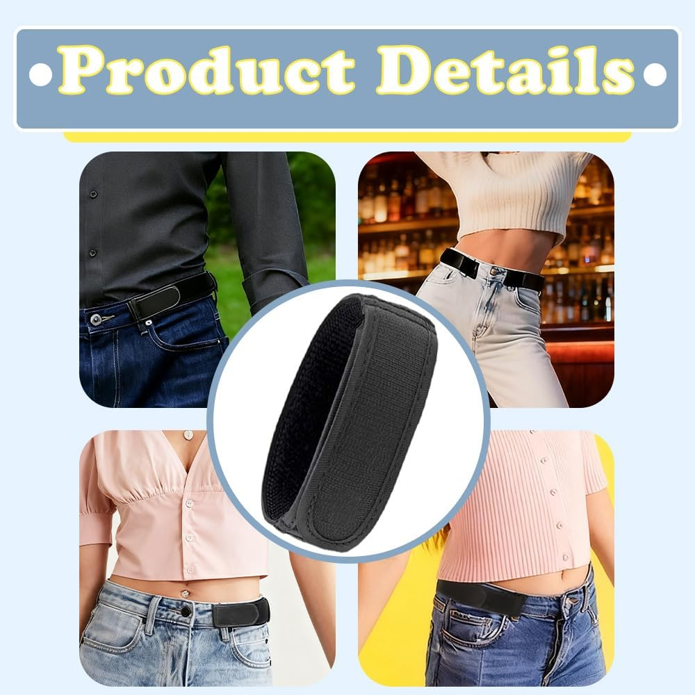 Yeshliky Elastic No Buckle Belts for Men, Velcro Lazy Adjustable Invisible Side Belts, Convenient Waist Buckless Belt for Walking Work Home Sport image number 2