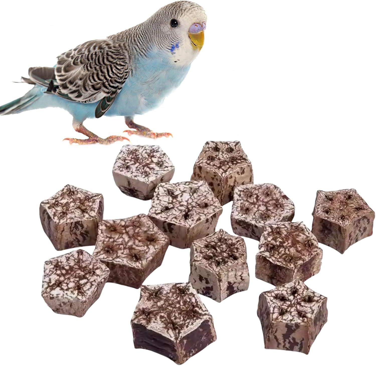 Bird Chew Toy, 24 Pieces Natural Dried Star Fruit Interactive Parrot Toy Budgies Teeth Grinding Treat Blocks Cage Accessories for African Cockatoos image number 3